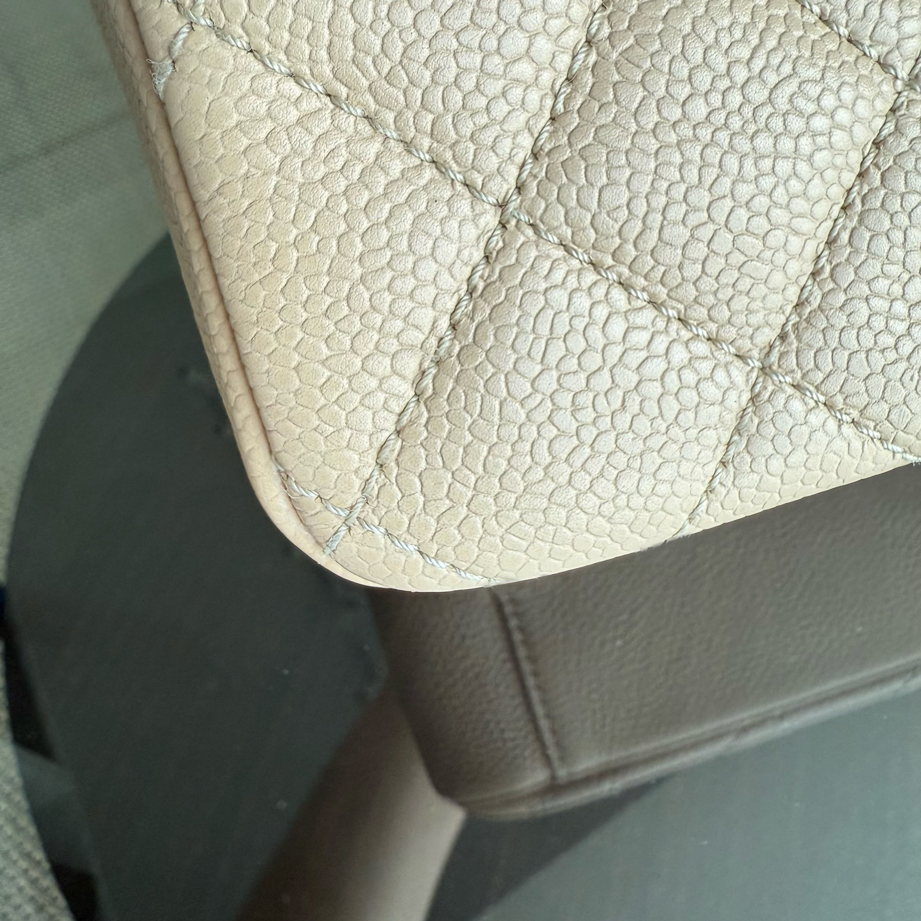 Chanel PST Petite Shopping Tote - Caviar Quilted Grained Calfskin Light Beige Gold Hardware Series 15