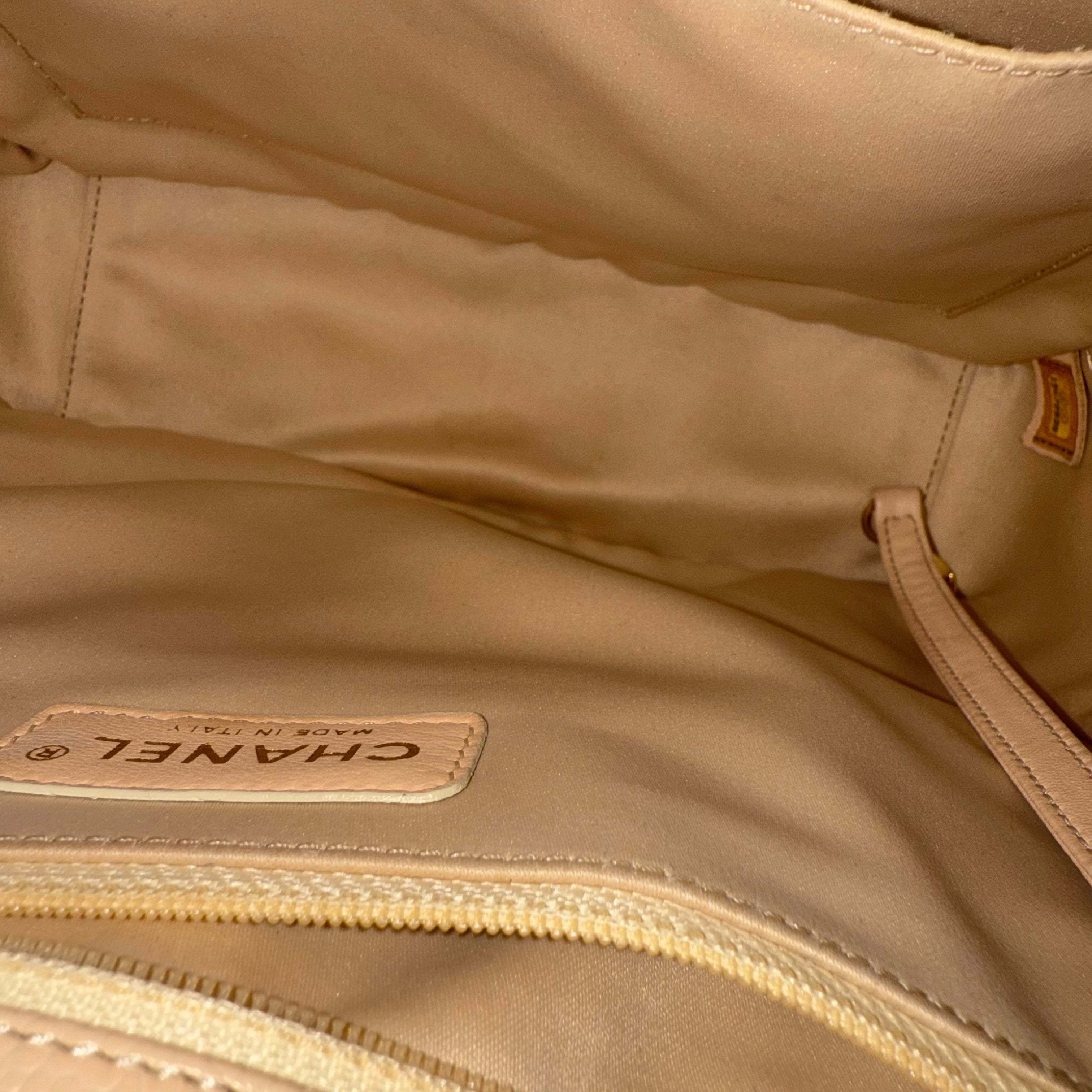 Chanel PST Petite Shopping Tote - Caviar Quilted Grained Calfskin Light Beige Gold Hardware Series 15
