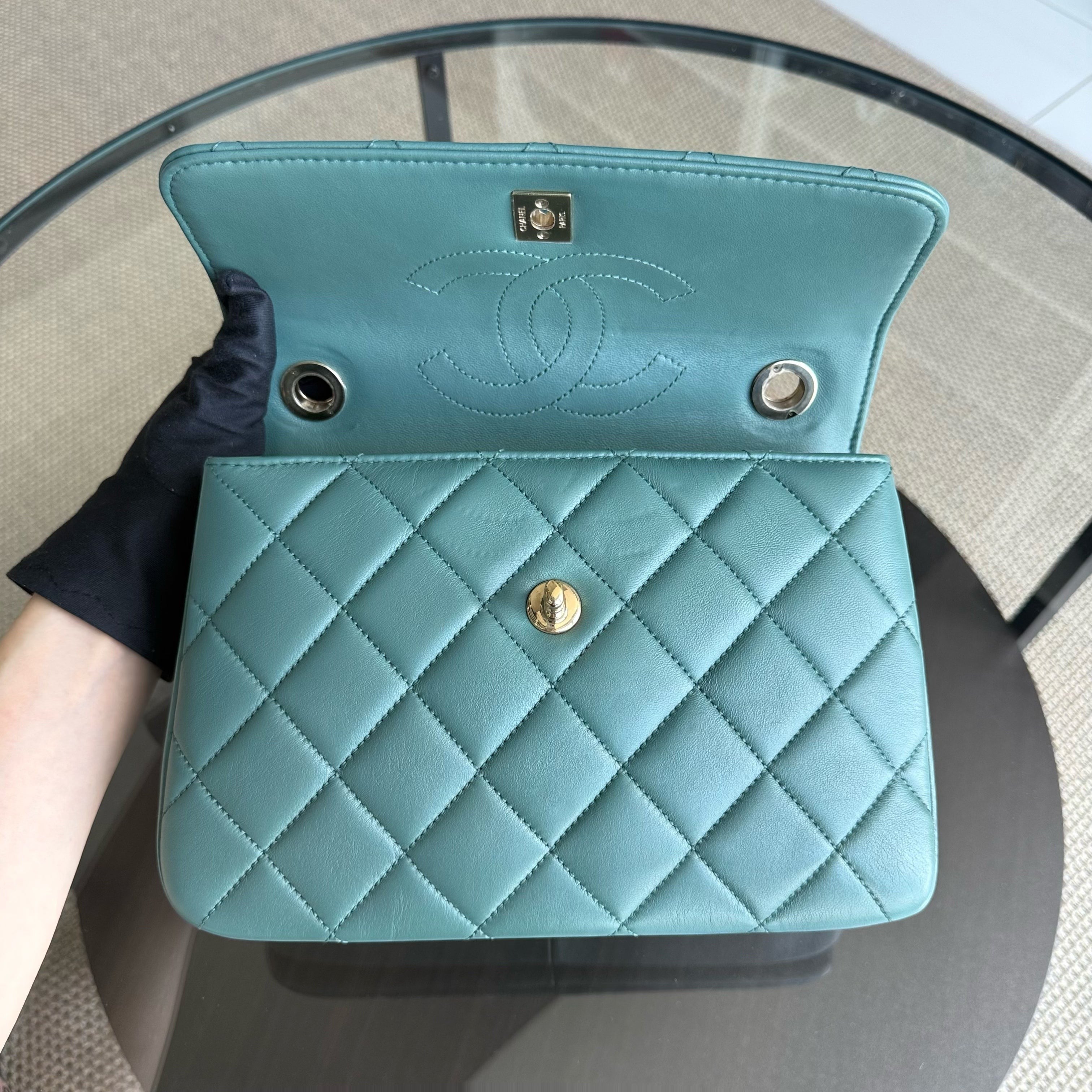 Chanel Trendy CC Small - Quilted Lambskin Green Gold Hardware Series 26