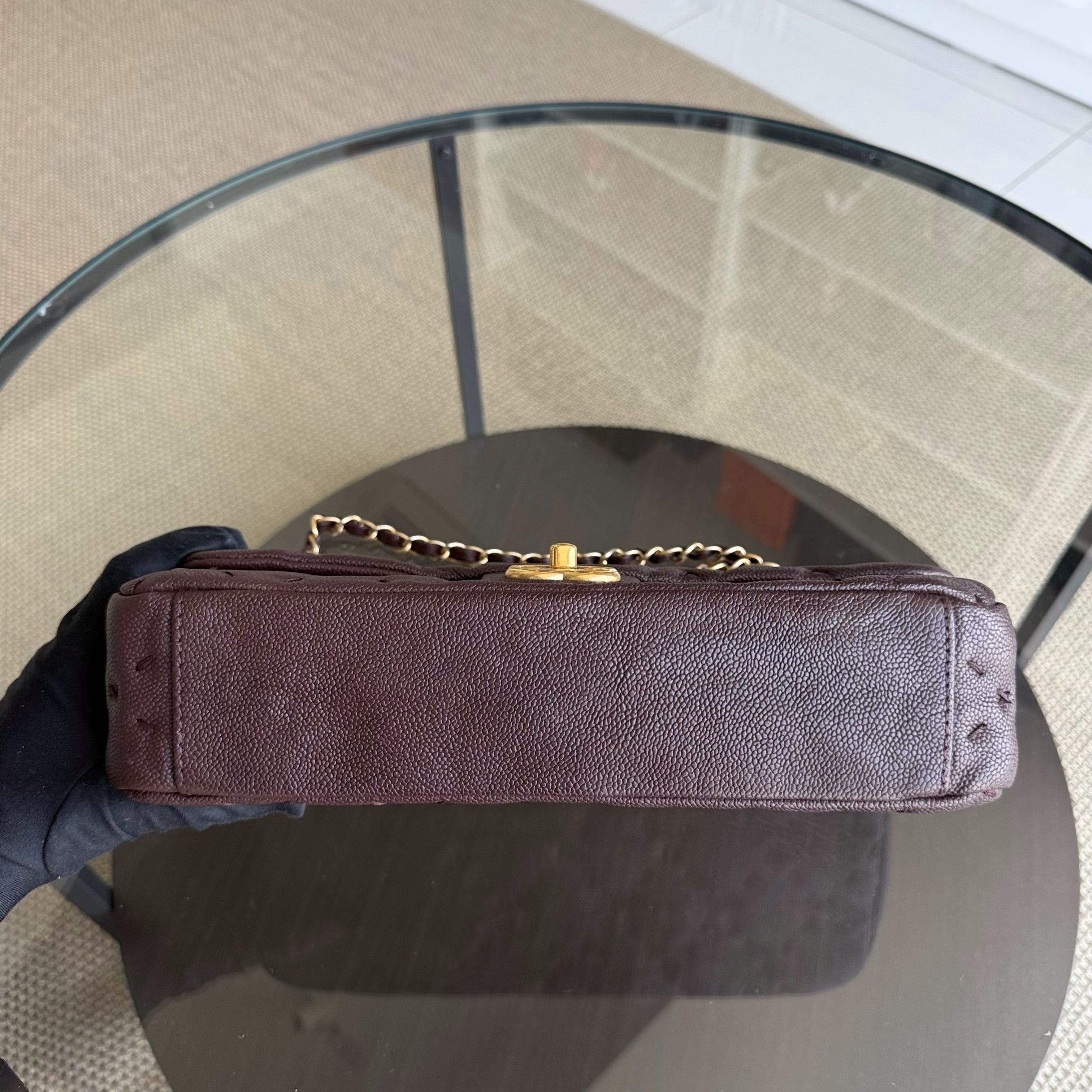 Chanel Seasonal Flap Wild Stitches - Caviar Quilted Grained Calfskin Dark Brown Gold Hardware Series 15