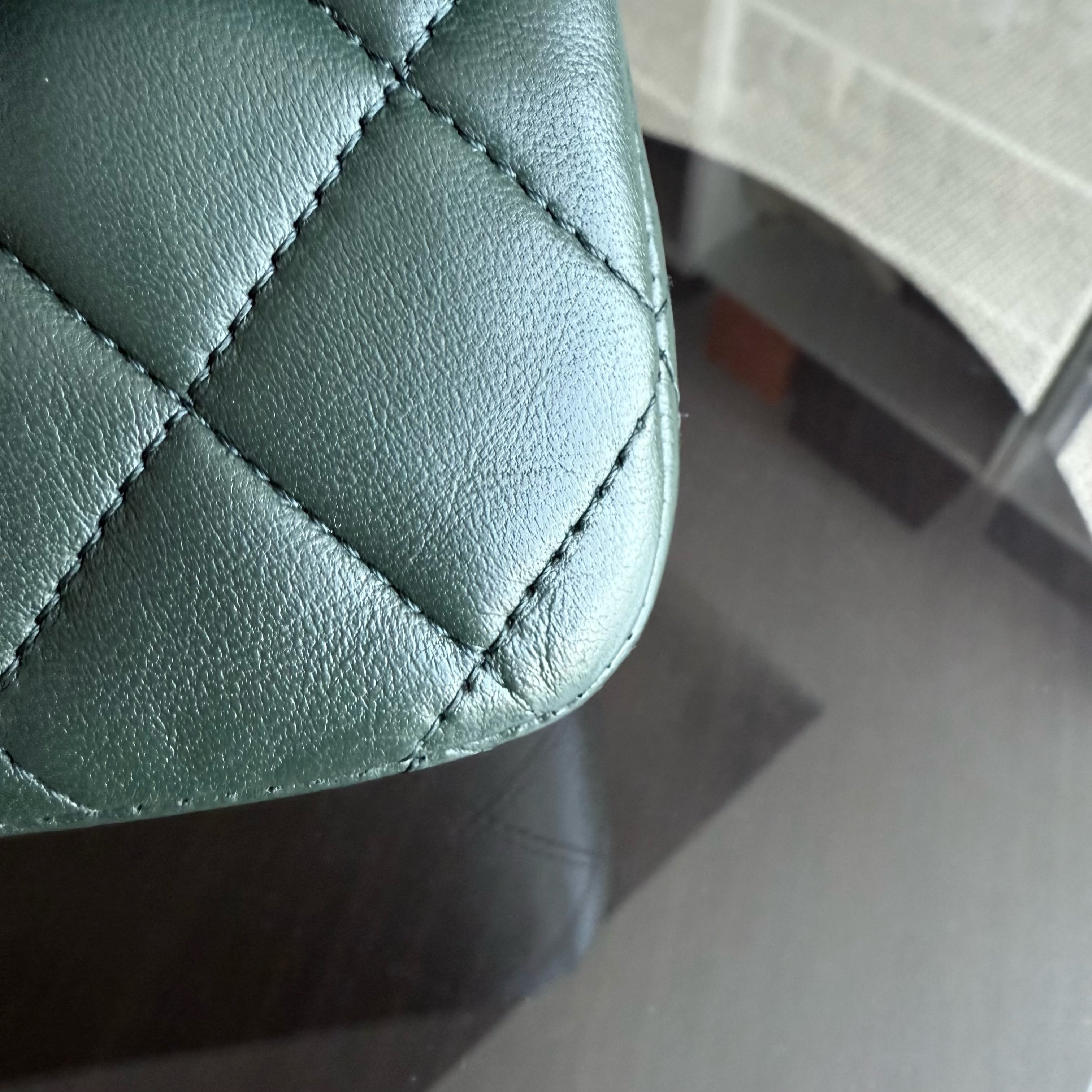 Chanel Classic Flap Medium - 25CM Quilted Lambskin Dark Green Silver Hardware Series 23