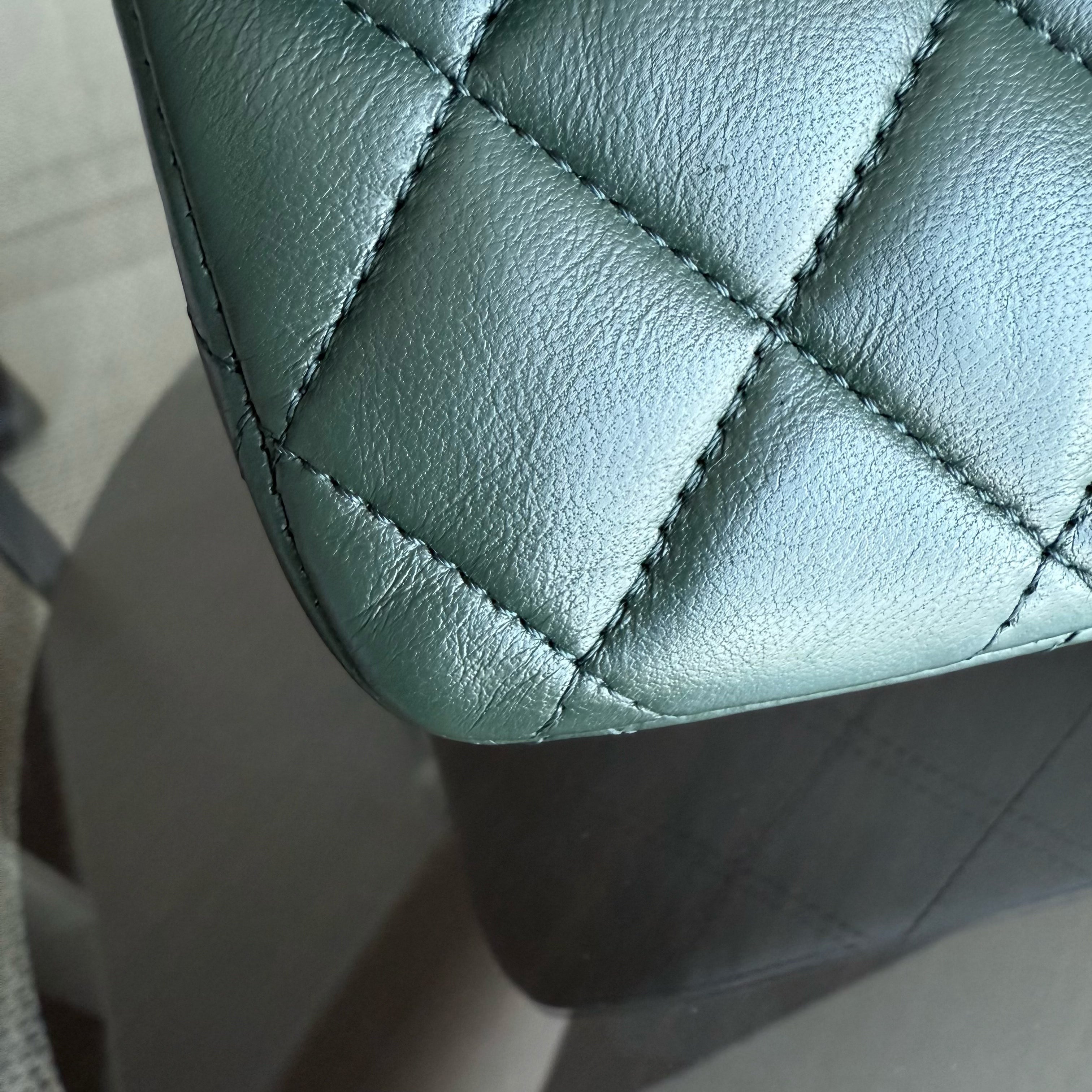 Chanel Classic Flap Medium - 25CM Quilted Lambskin Dark Green Silver Hardware Series 23