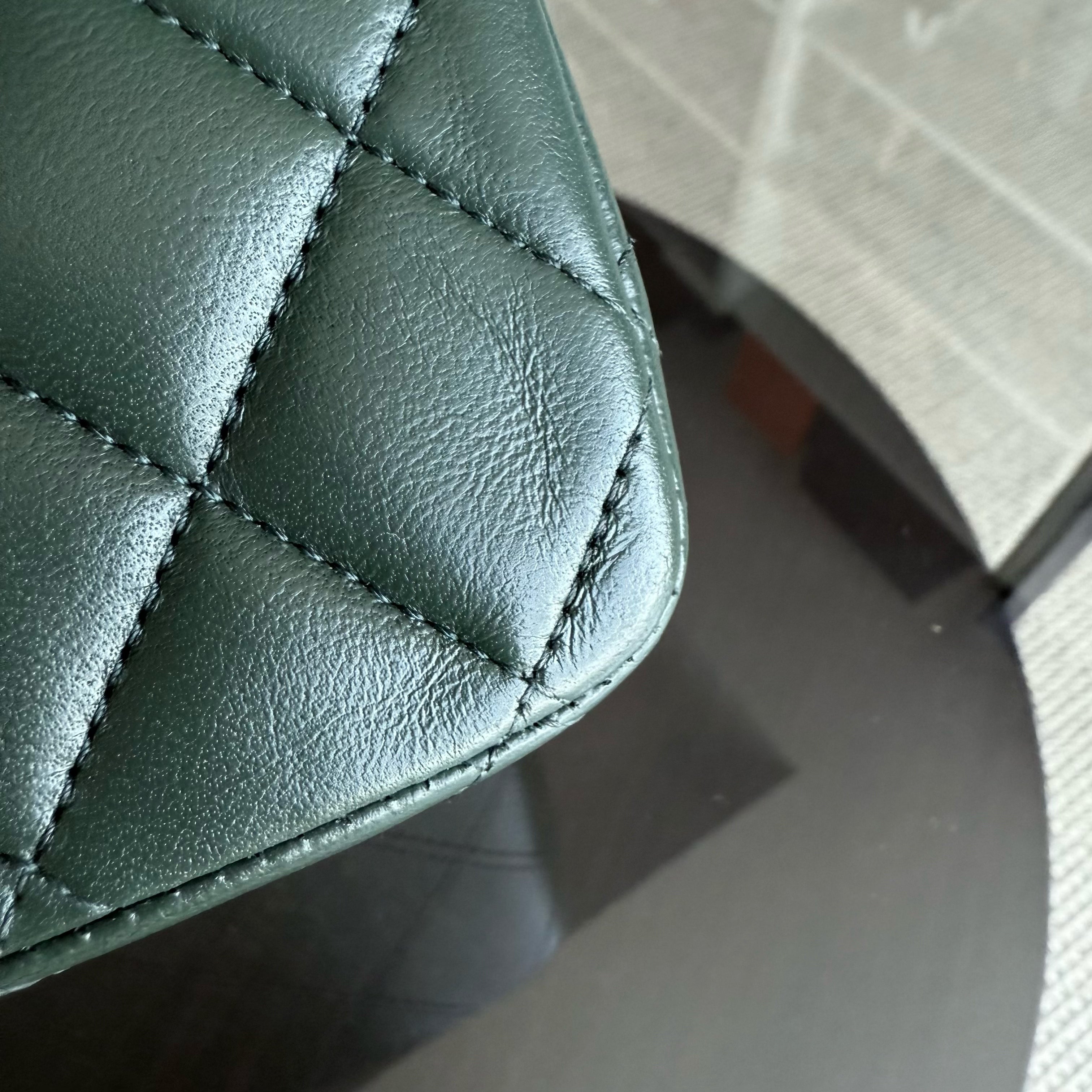 Chanel Classic Flap Medium - 25CM Quilted Lambskin Dark Green Silver Hardware Series 23