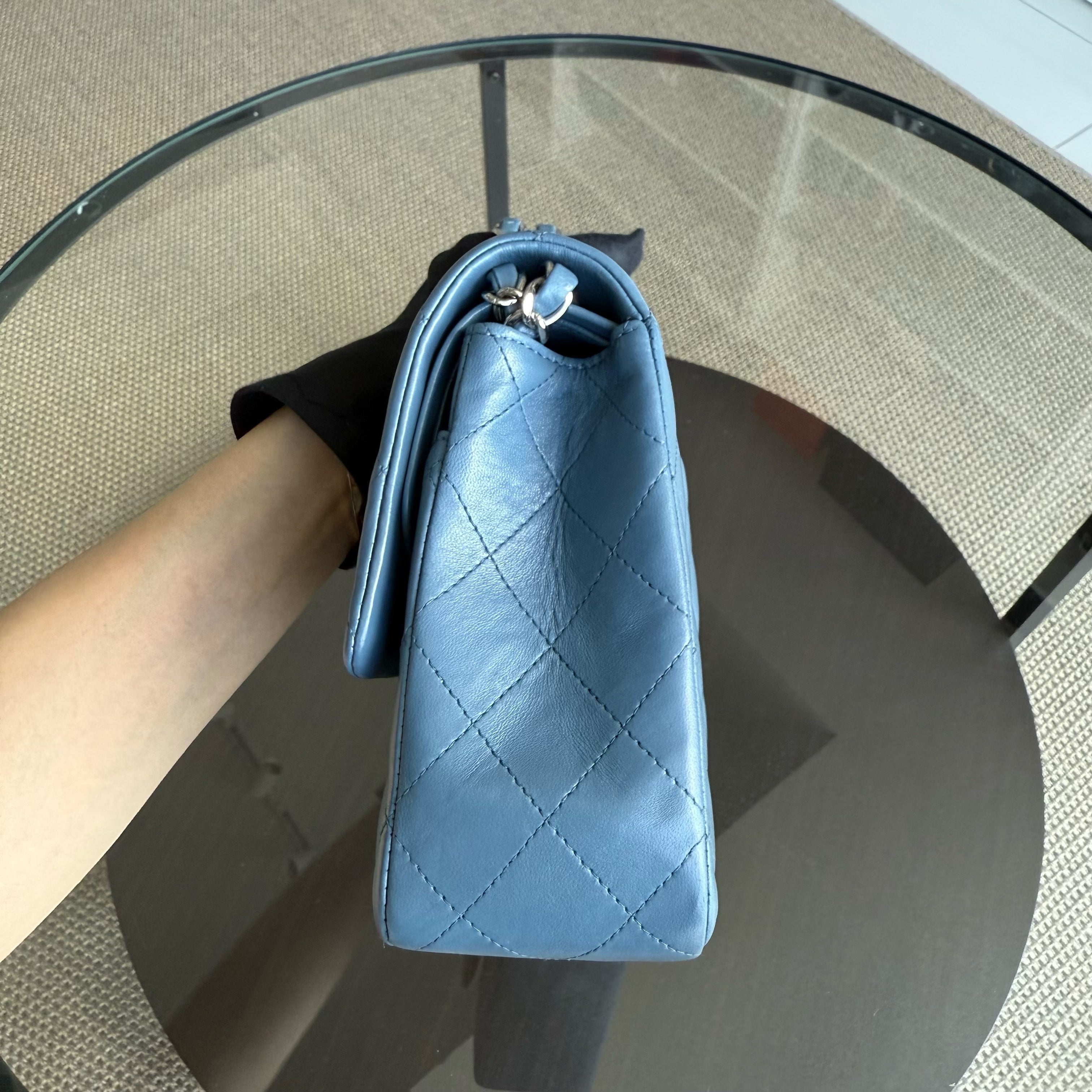 Chanel Classic Flap Medium - 25CM Quilted Lambskin Blue Silver Hardware 17