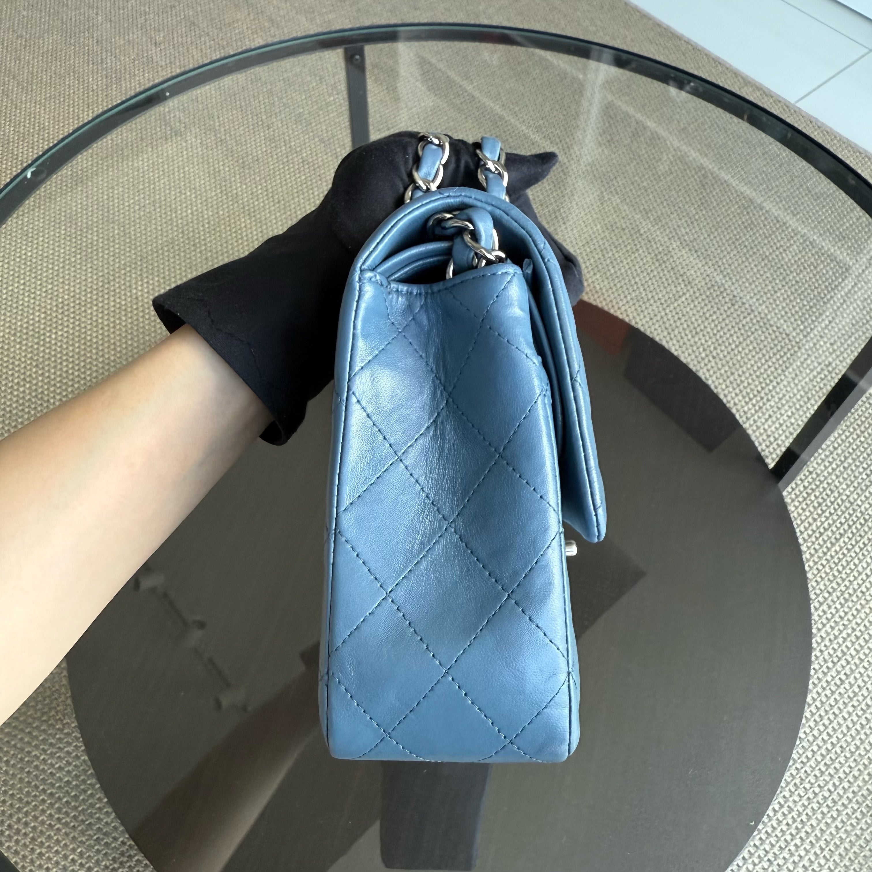 Chanel Classic Flap Medium - 25CM Quilted Lambskin Blue Silver Hardware 17