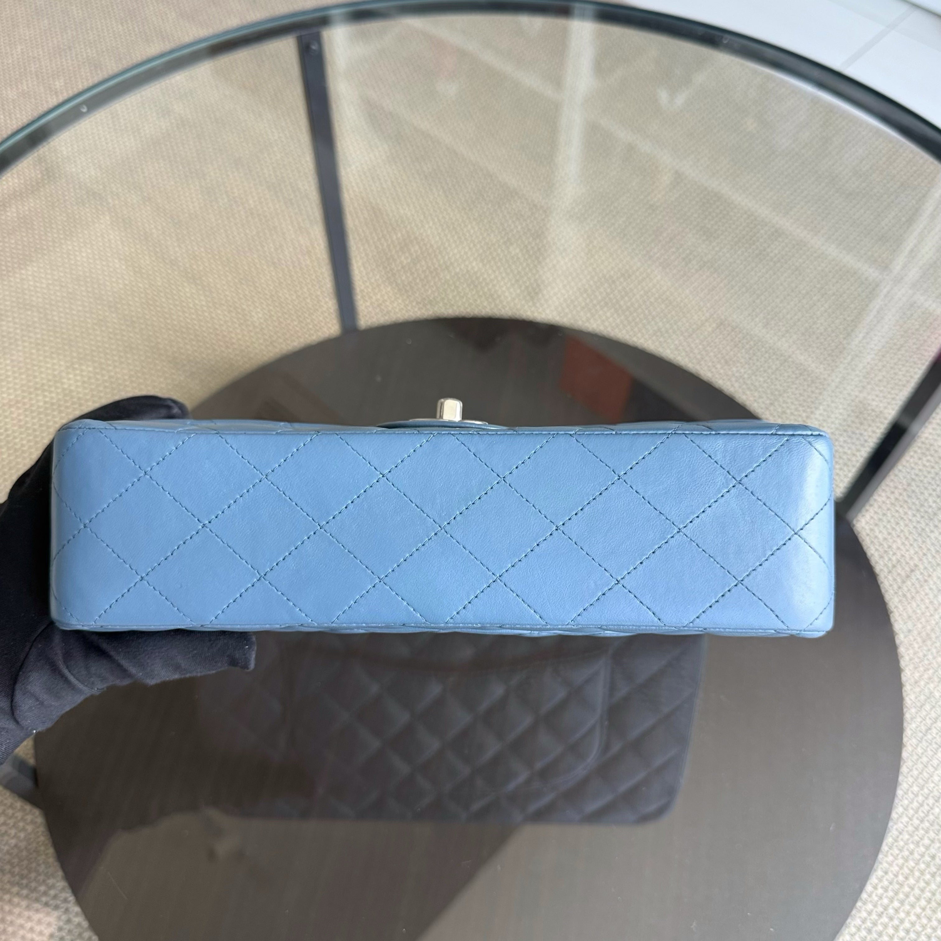 Chanel Classic Flap Medium - 25CM Quilted Lambskin Blue Silver Hardware 17
