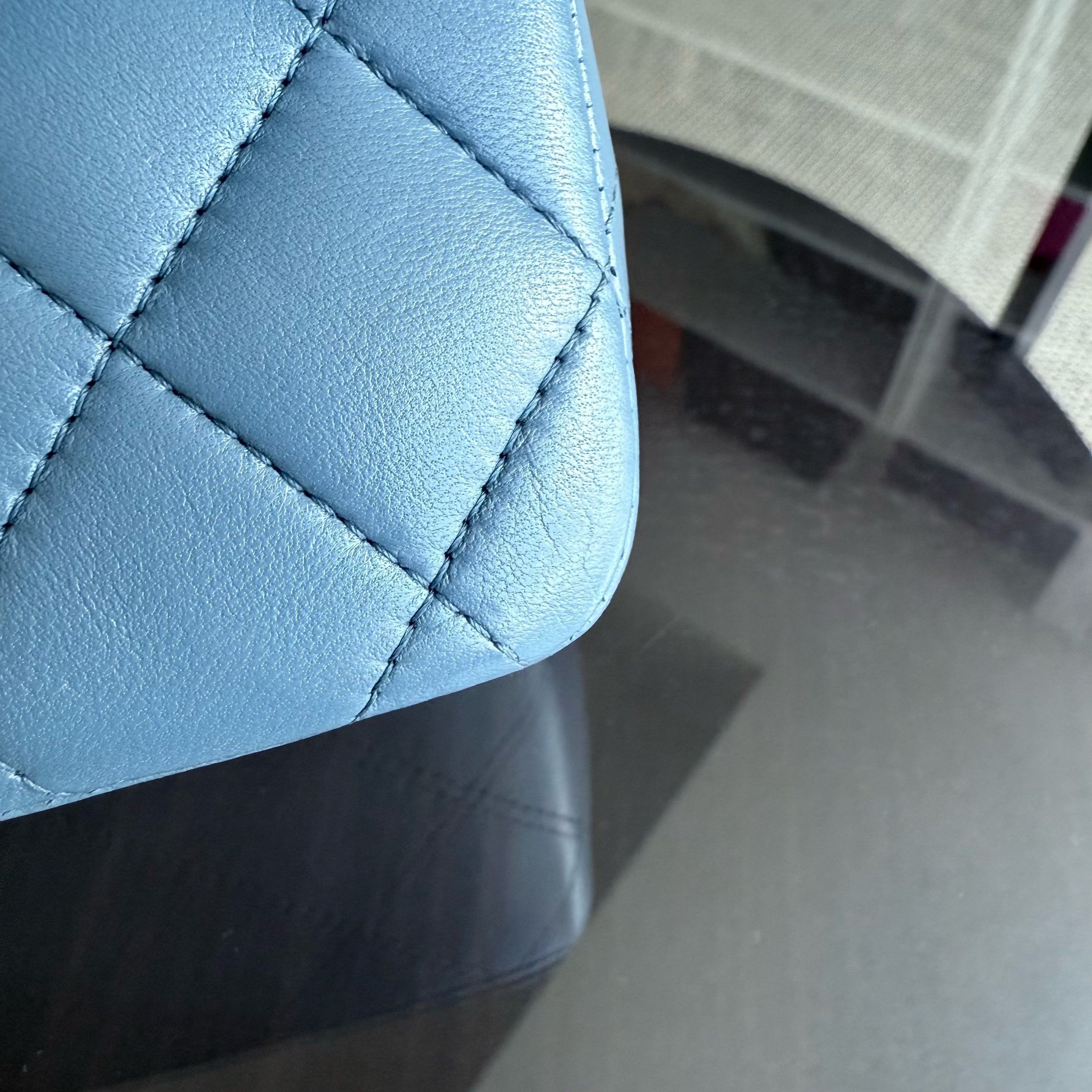 Chanel Classic Flap Medium - 25CM Quilted Lambskin Blue Silver Hardware 17