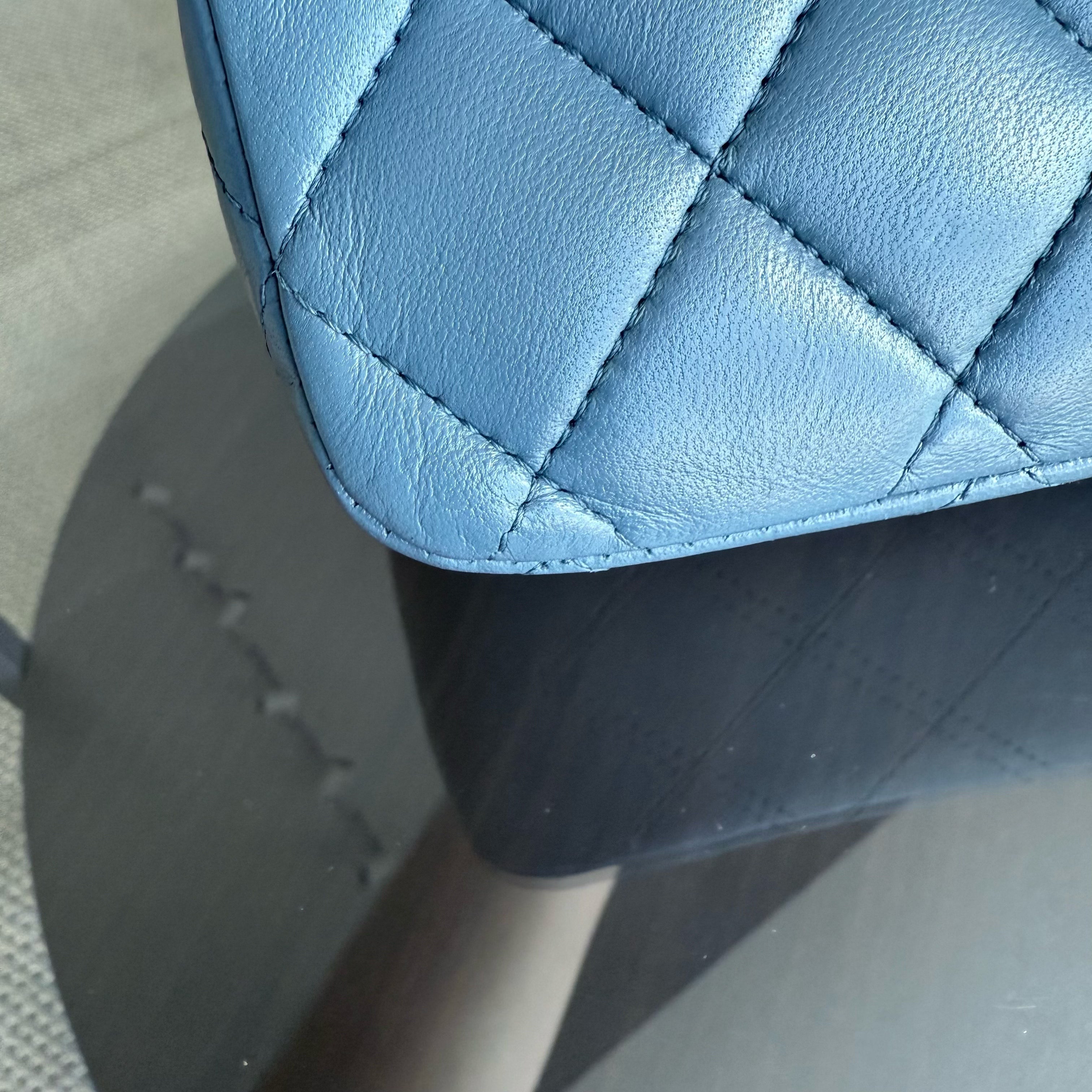 Chanel Classic Flap Medium - 25CM Quilted Lambskin Blue Silver Hardware 17