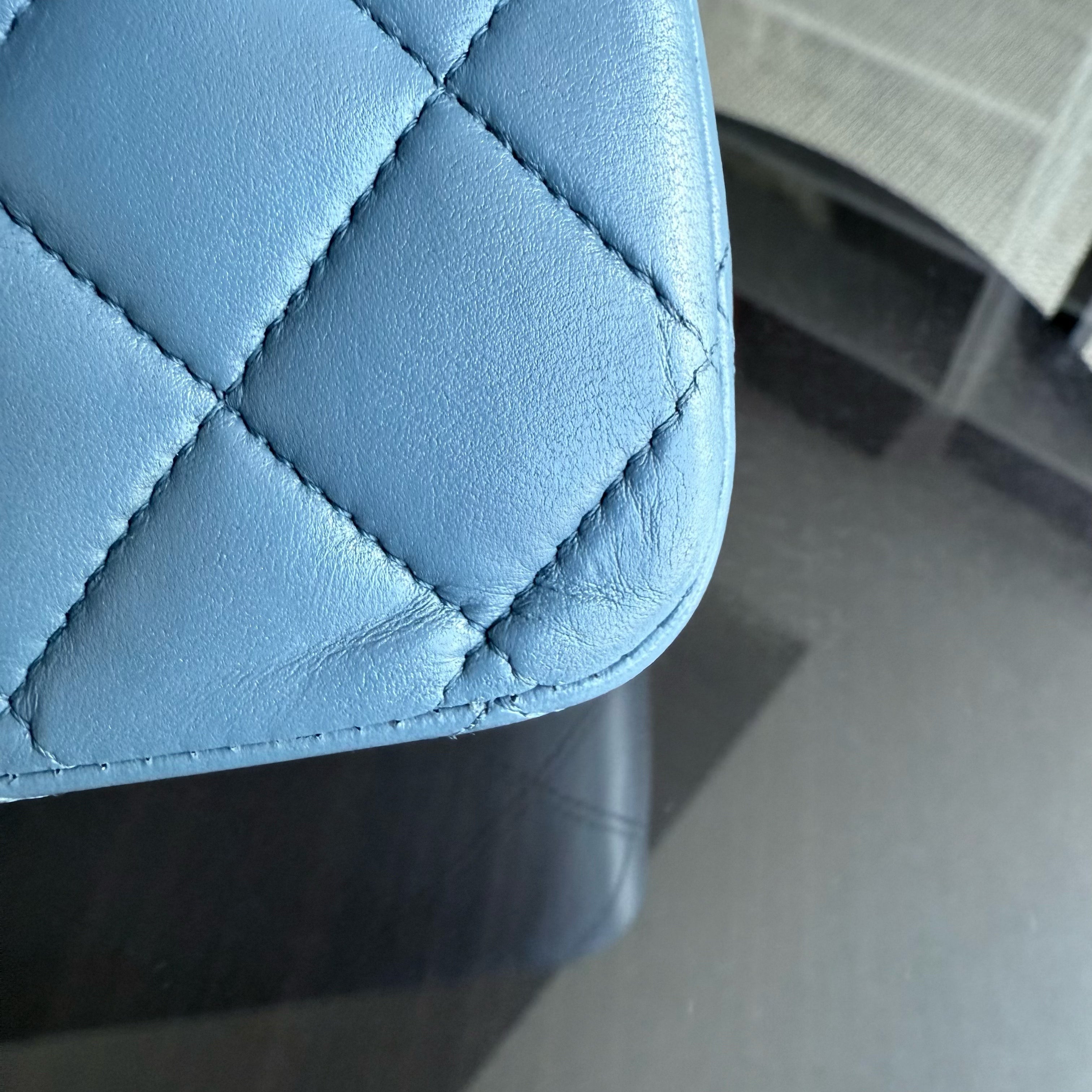 Chanel Classic Flap Medium - 25CM Quilted Lambskin Blue Silver Hardware 17