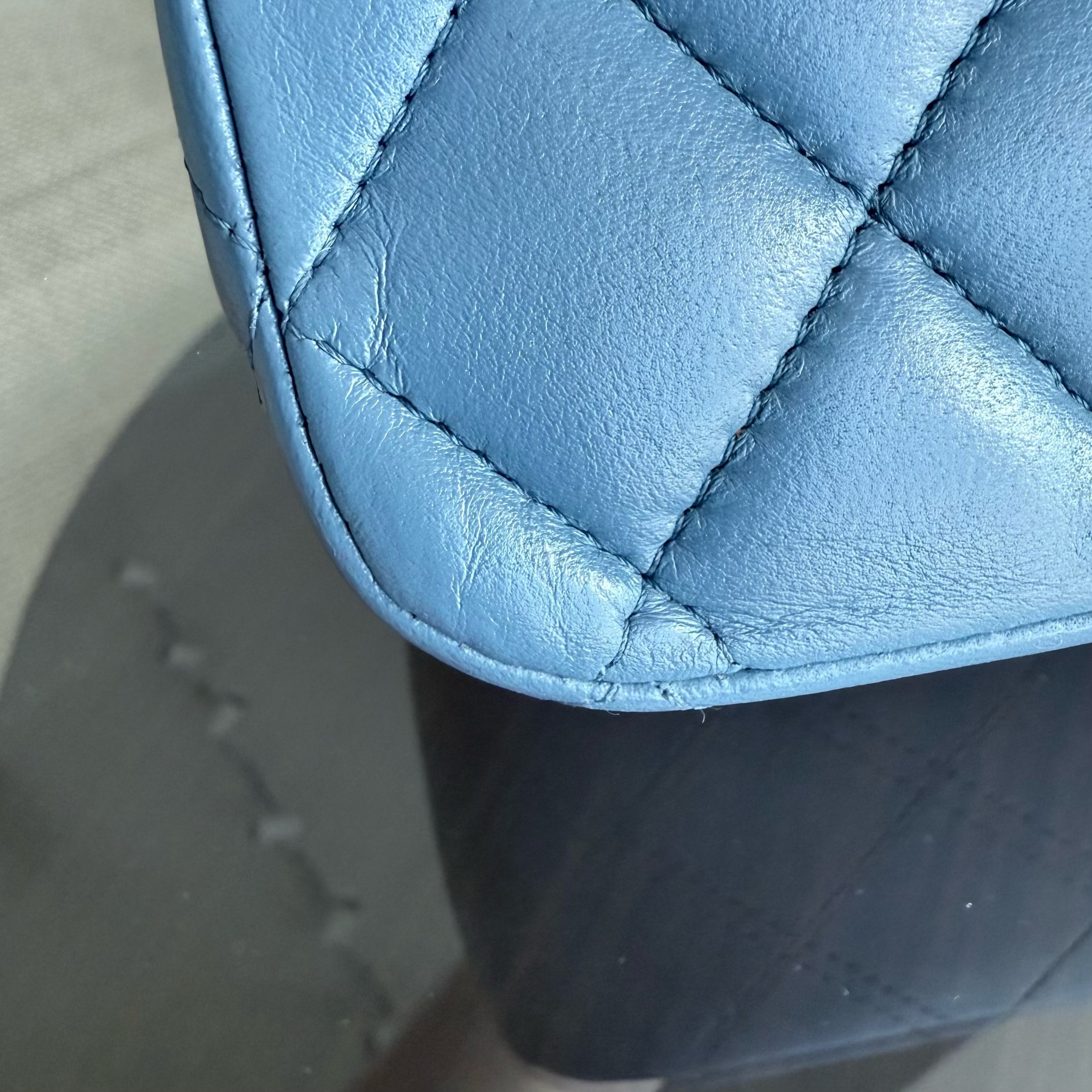 Chanel Classic Flap Medium - 25CM Quilted Lambskin Blue Silver Hardware 17