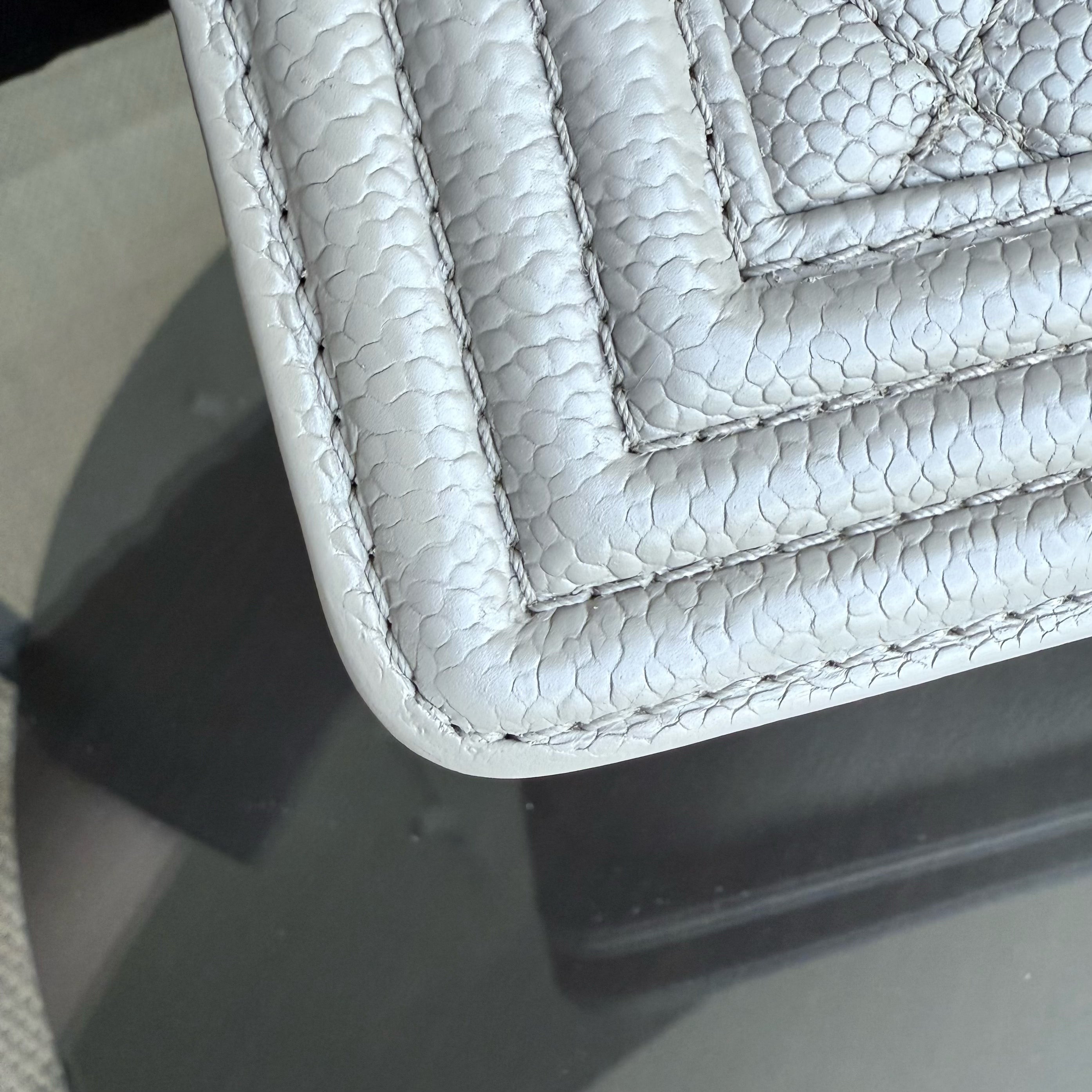 Chanel Boy Medium - Caviar 25CM Quilted Grained Calfskin Grey Gray Gold Hardware Series  20