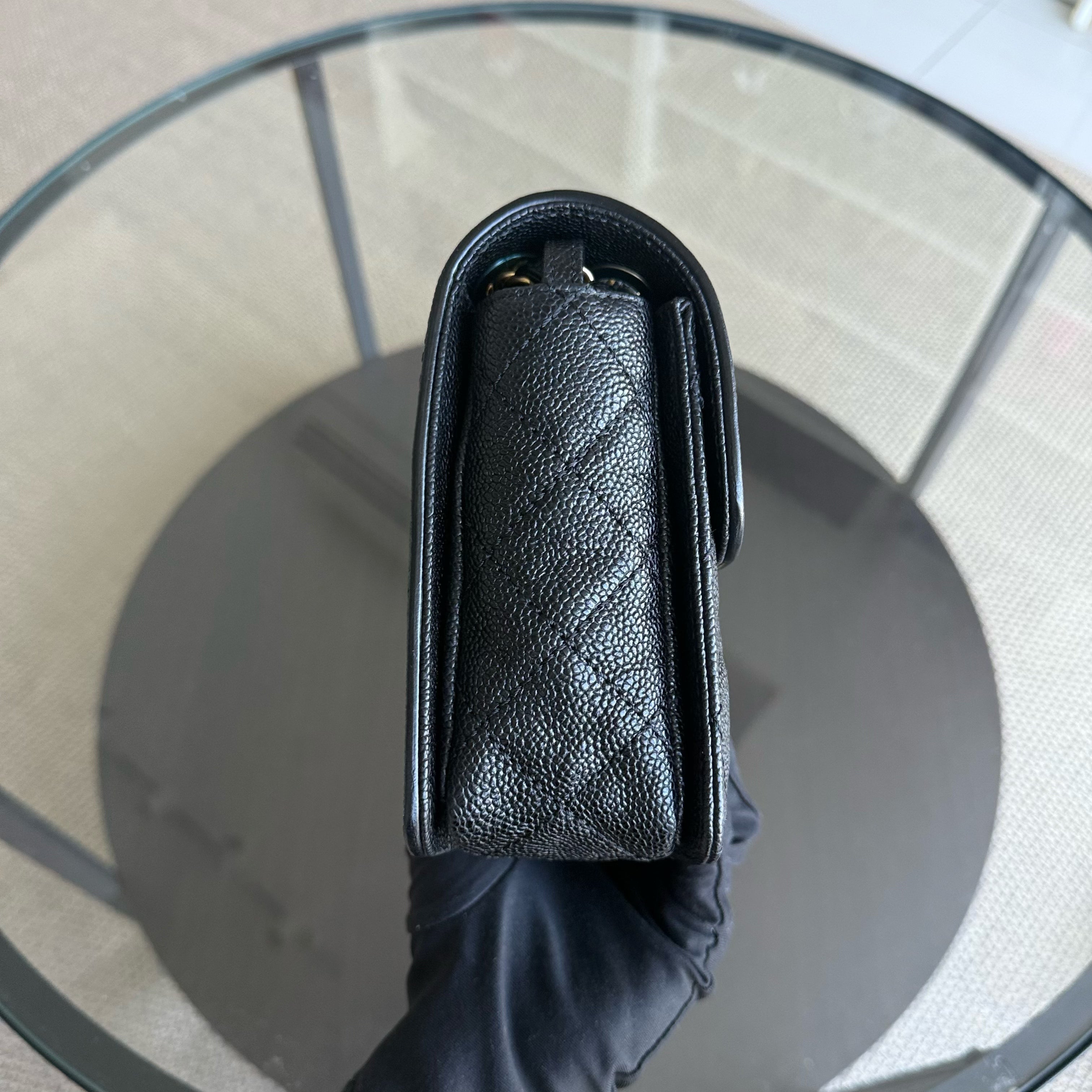 Chanel Mademoiselle 2.55 Lock Flap - Caviar Quilted Grained Calfskin Black Gold Hardware Series 16