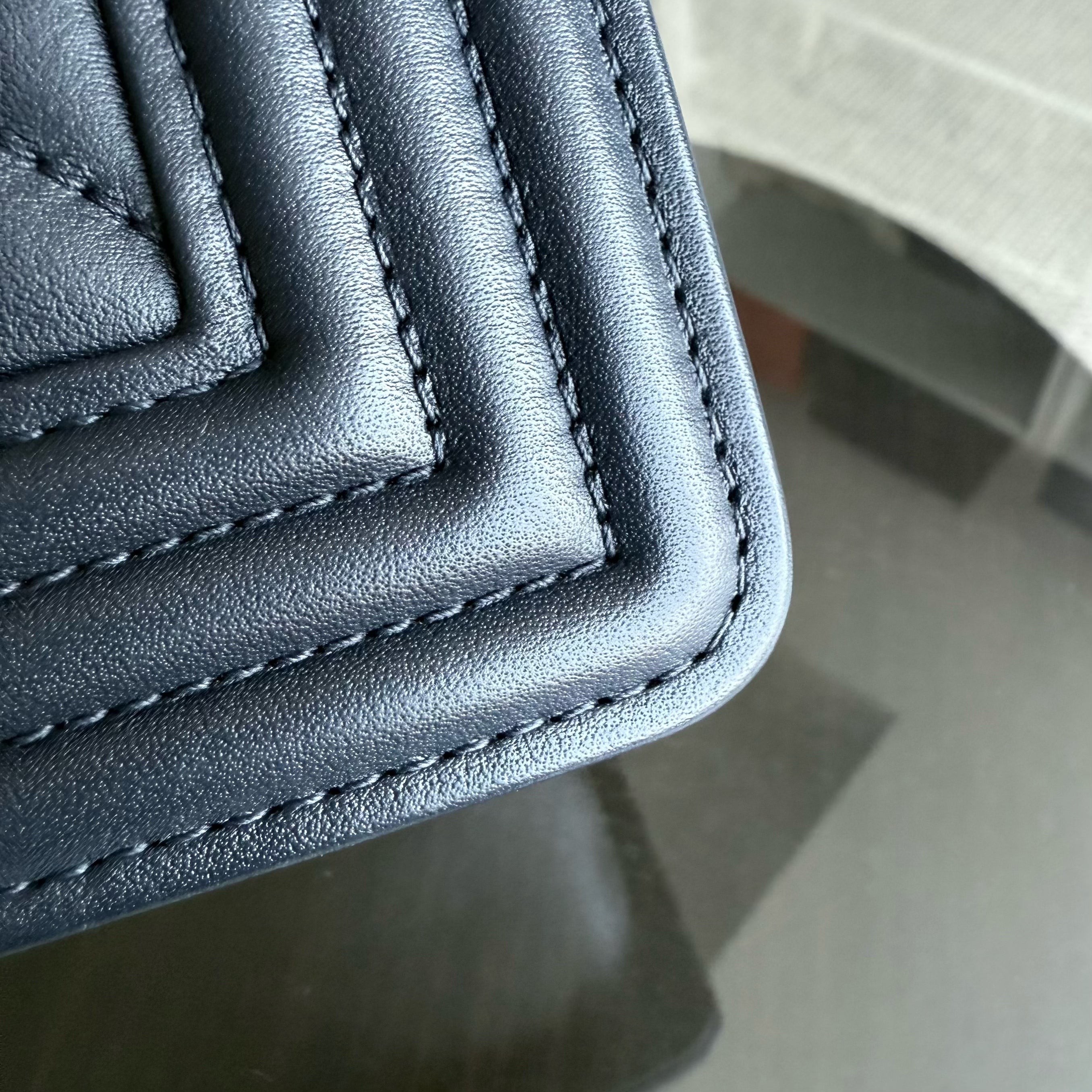 Chanel Boy Medium - 25CM Quilted Lambskin Dark Midnight Blue Silver Hardware Series  20