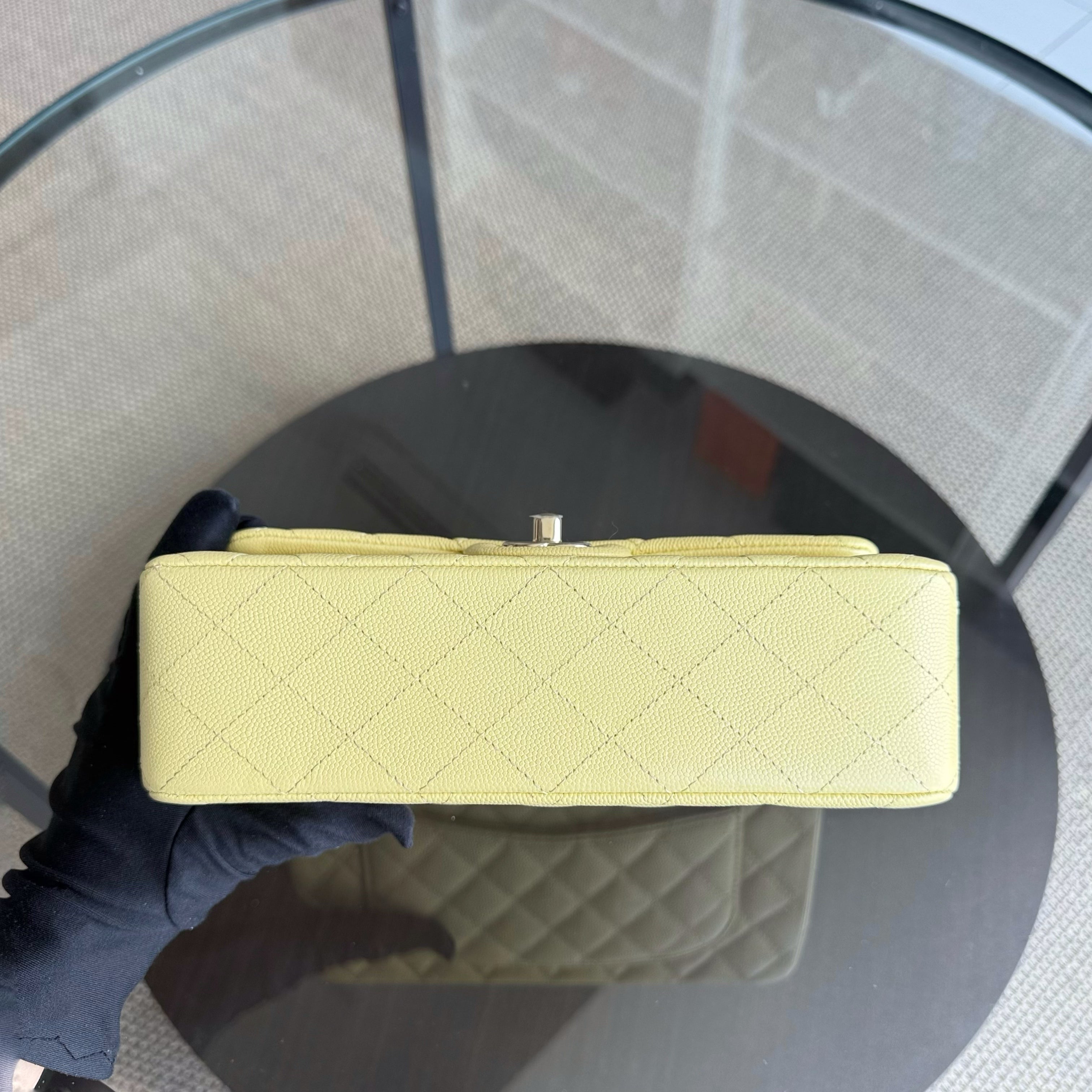 Chanel Classic Flap Small - Caviar 23CM Quilted Grained Calfskin Yellow Silver Hardware Series 30