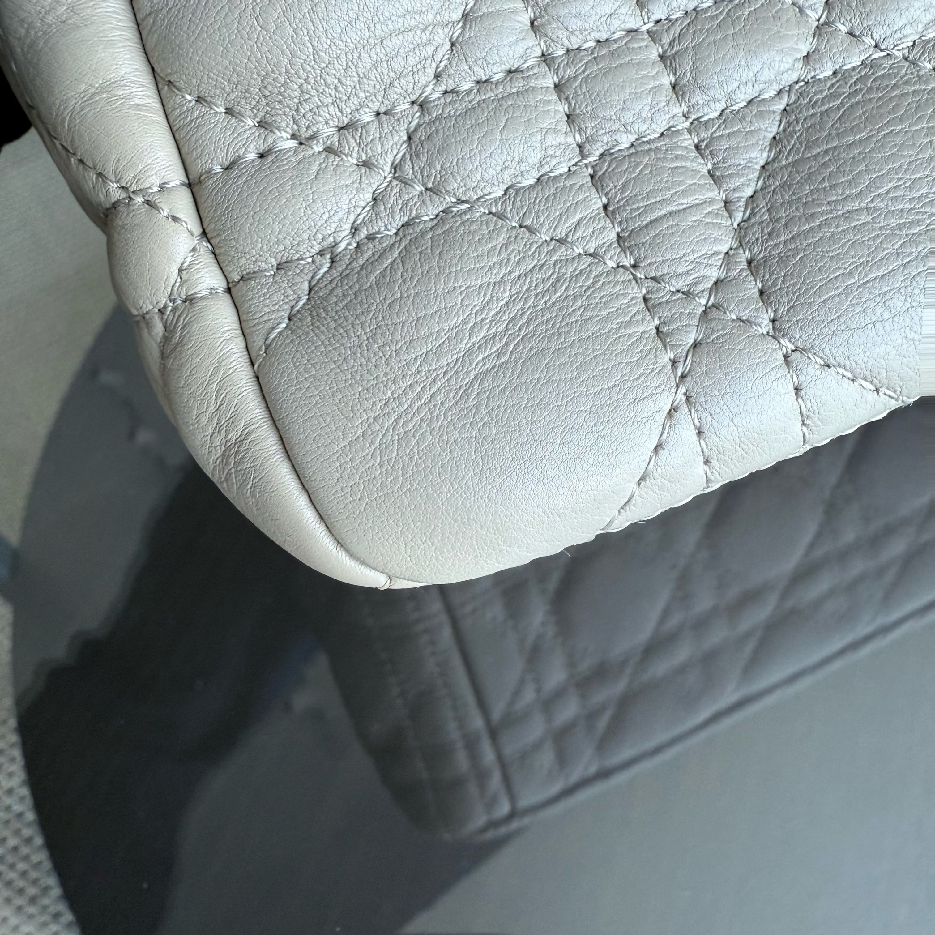 Dior Caro Large - Cannage Grained Calfskin Light Beige Gold Hardware