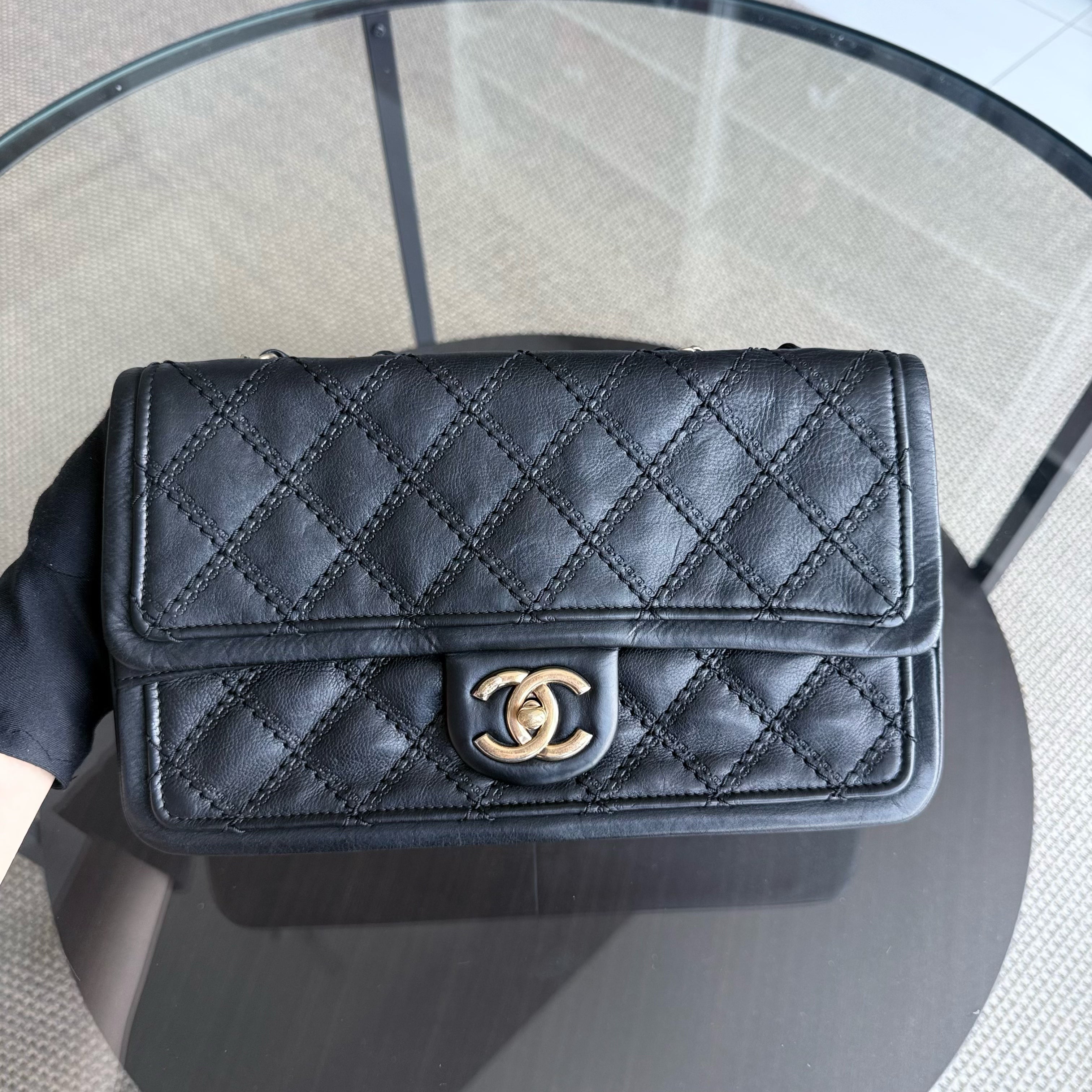 Chanel Wild Stitches Seasonal Flap - Calfskin Quilted Black Gold Hardware Series 19
