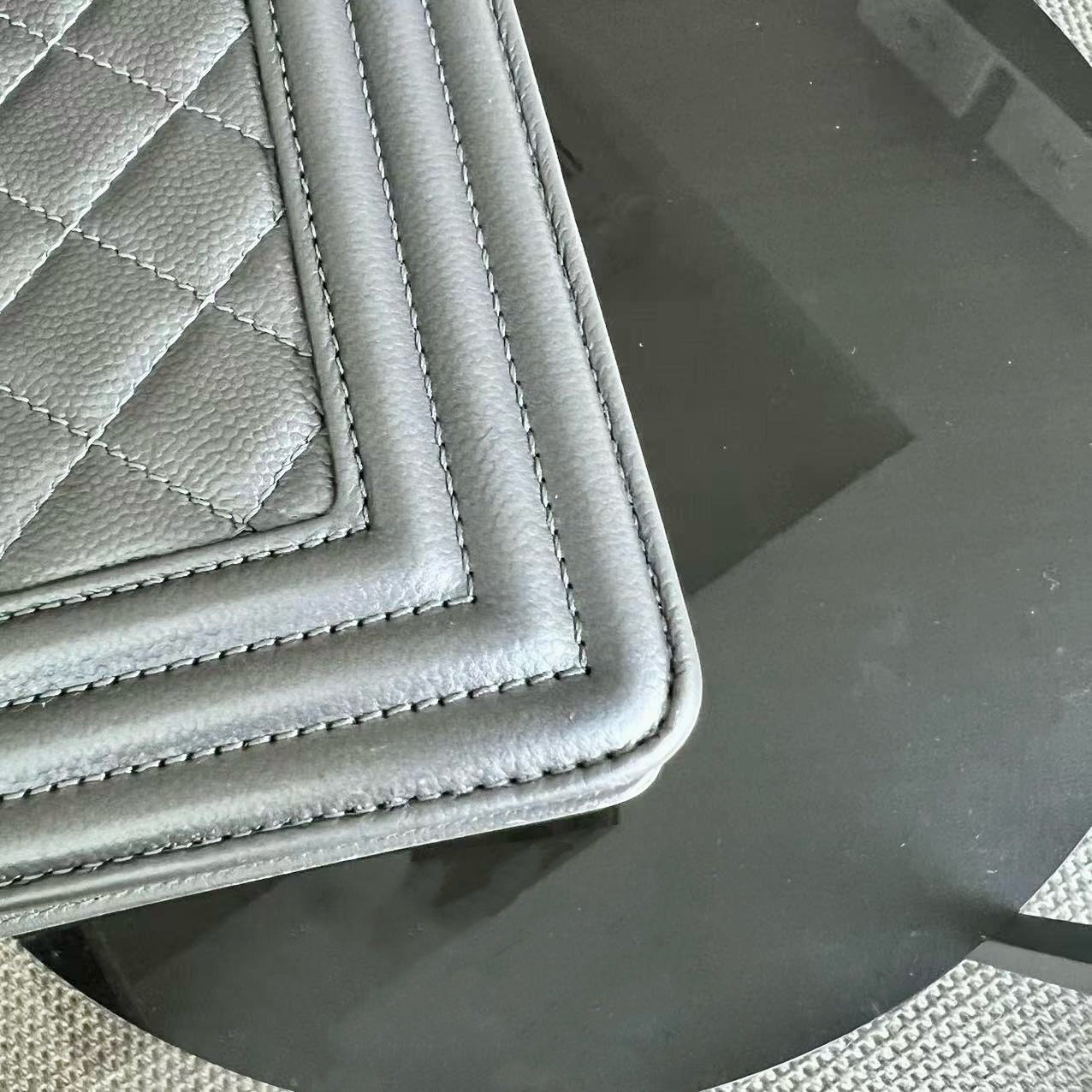 Chanel Boy Medium - Caviar 25CM Quilted Iridescent Silver Hardware Sereis 24