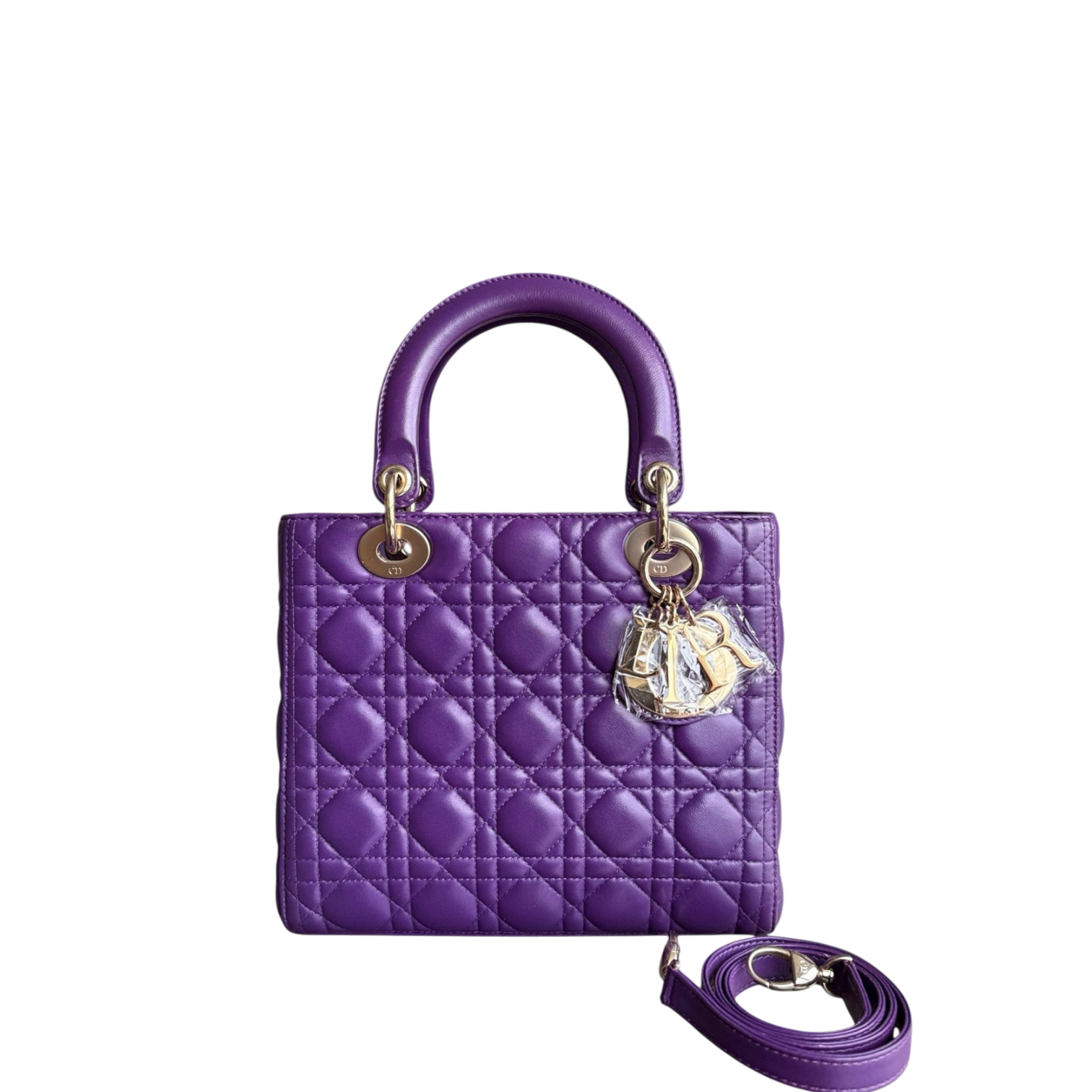 Dior Lady Medium - Cannage Lambskin Purple Silver Hardware