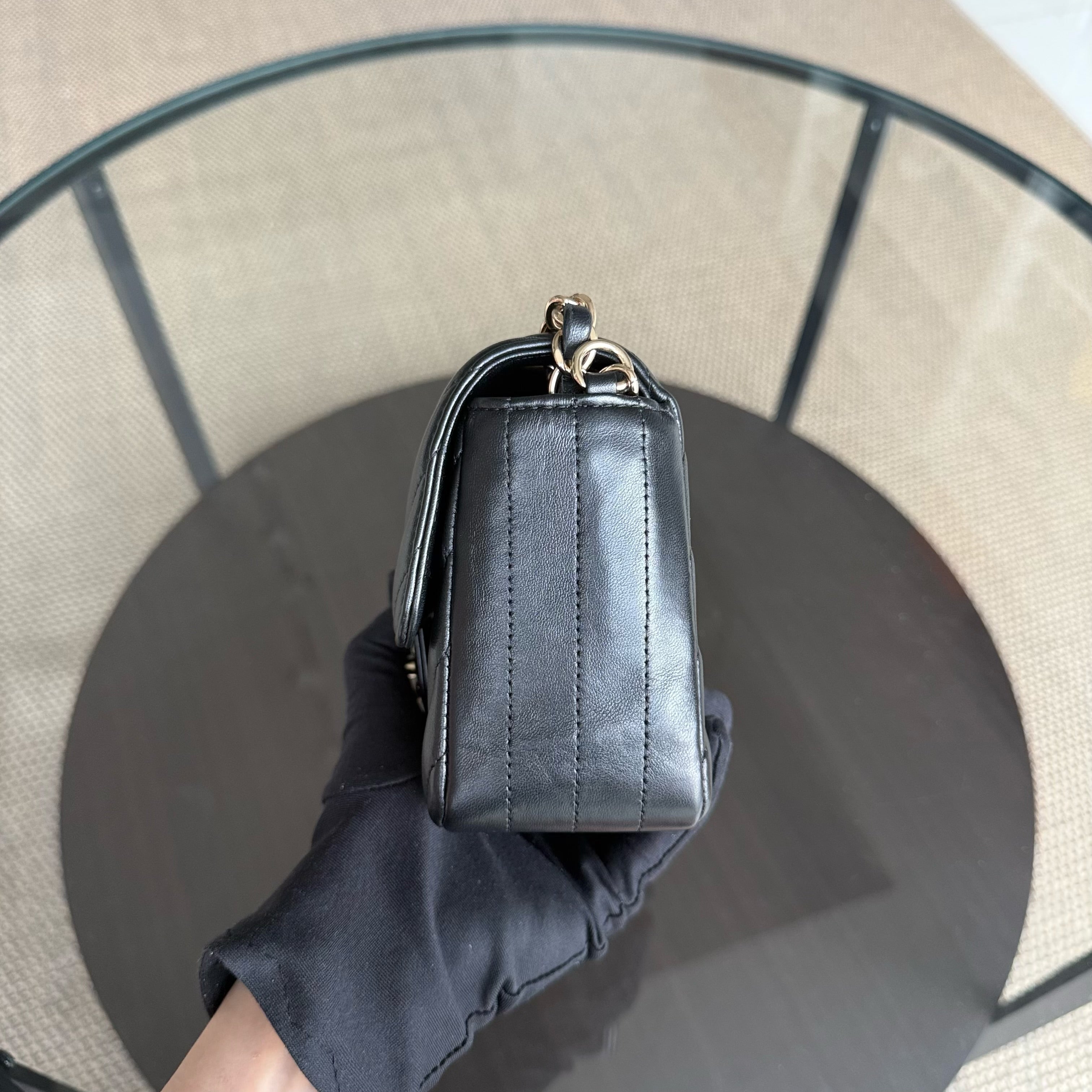 Chanel Classic Flap Mini - Chevron Lambskin Black Gold Hardware Series 25