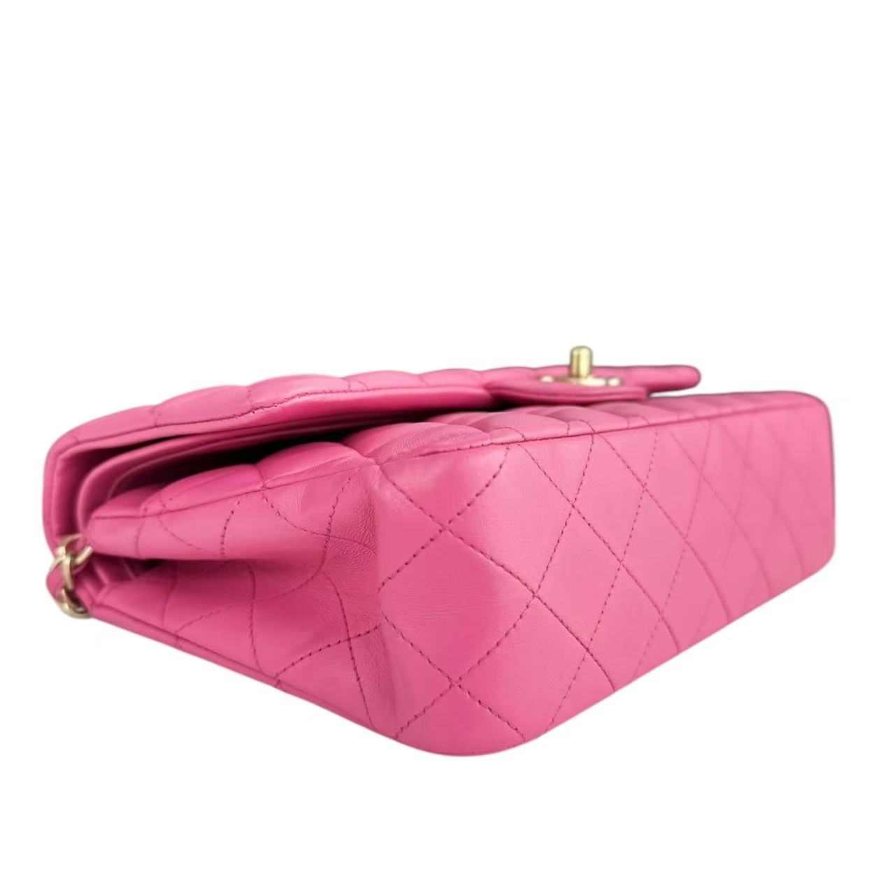 Chanel Classic Flap Medium - Quilted Lambskin Hot Pink Gold Hardware Series 18