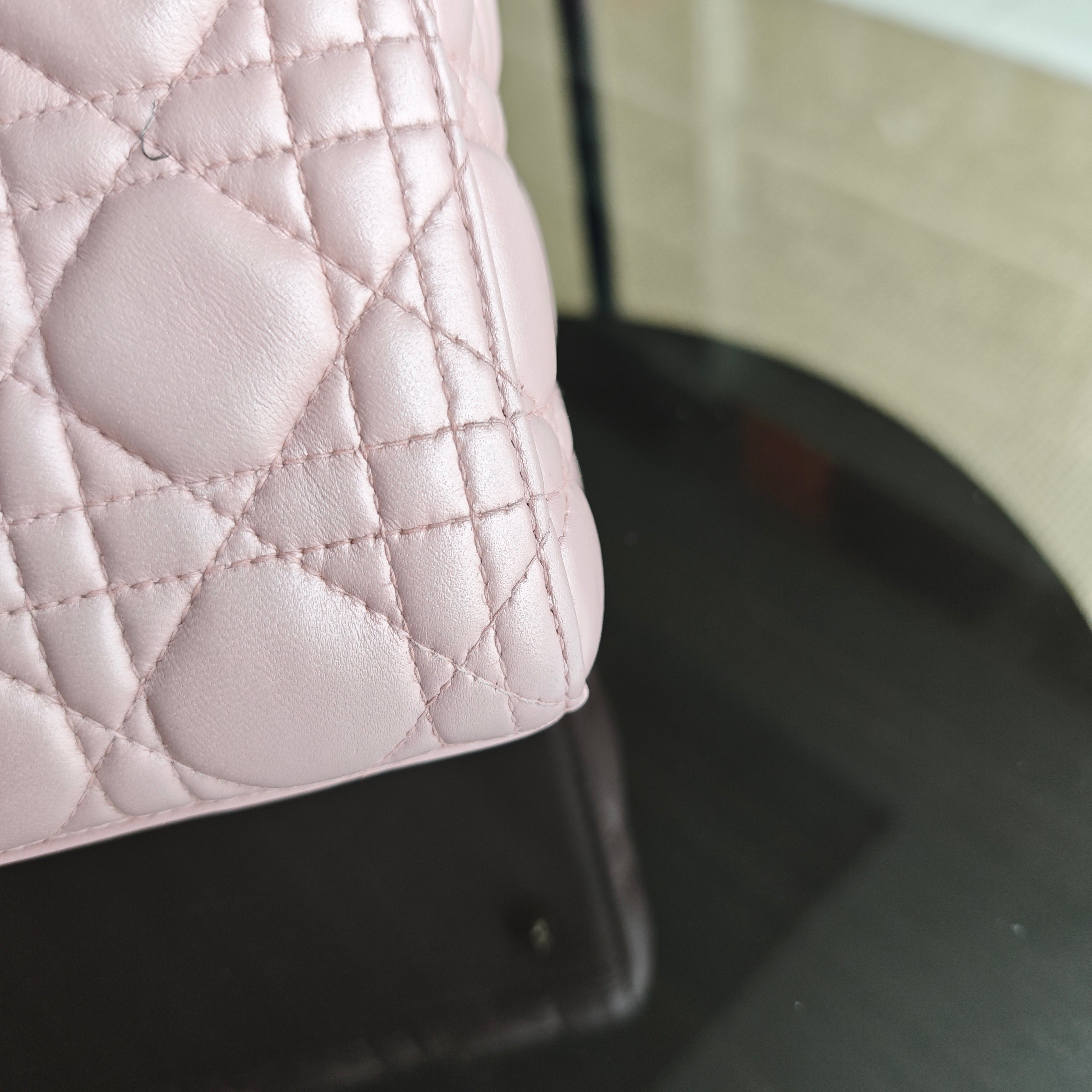 Lady Medium Cannage Lambskin Pink Gold Hardware