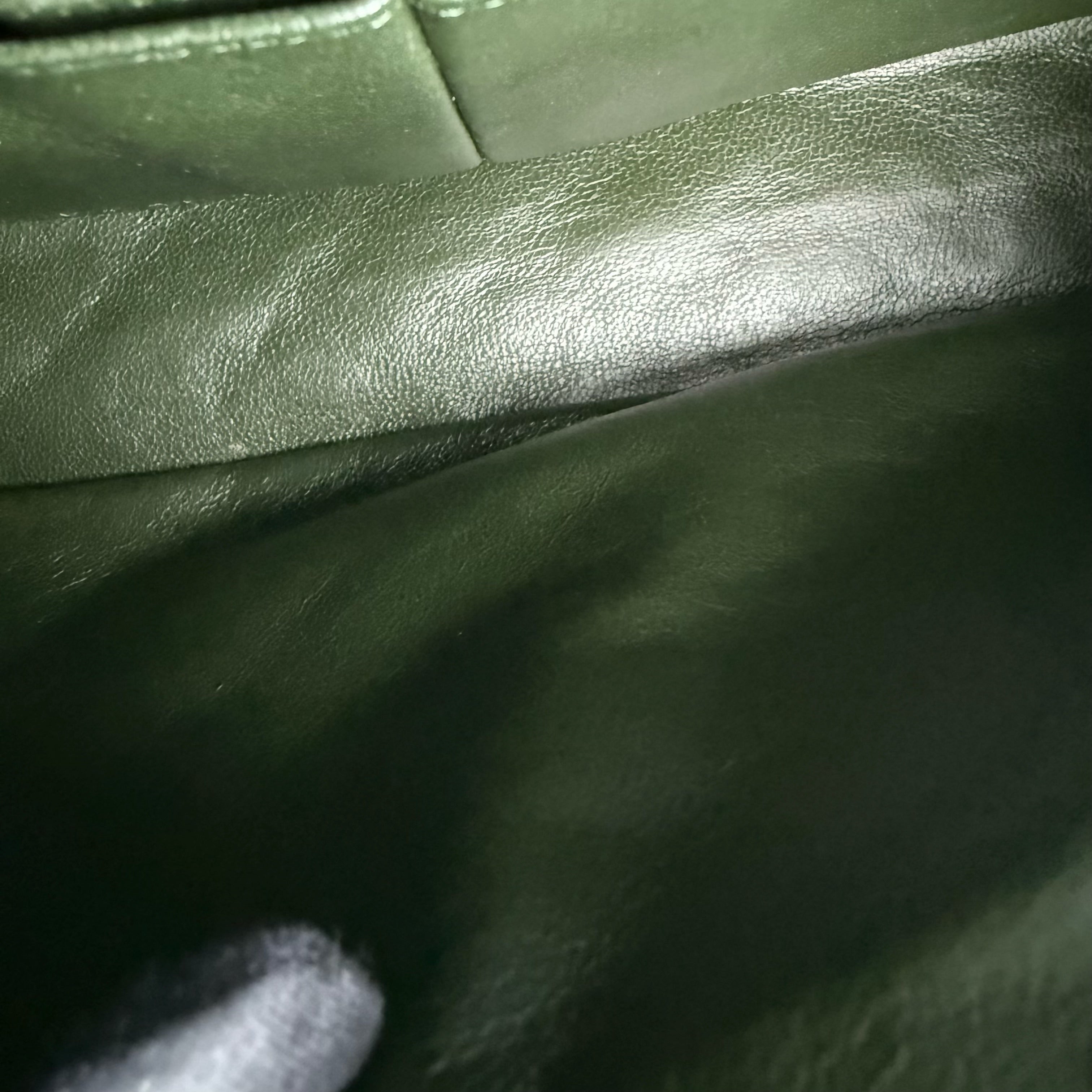 Chanel Classic Flap Medium - 25CM Quilted Lambskin Dark Green Silver Hardware Series 12