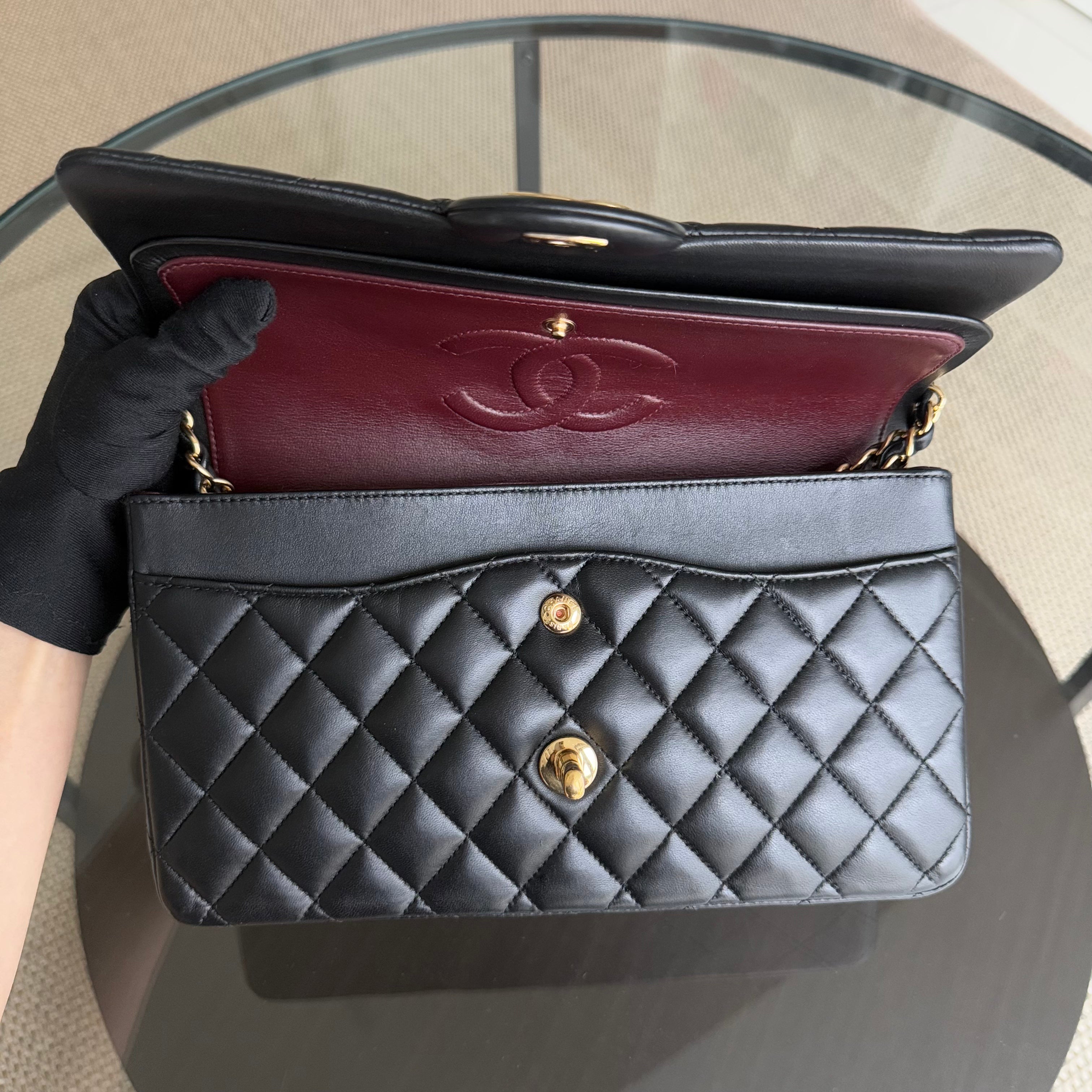 Chanel Classic Flap Medium - 25CM Quilted Lambskin Black Gold Hardware Series 23