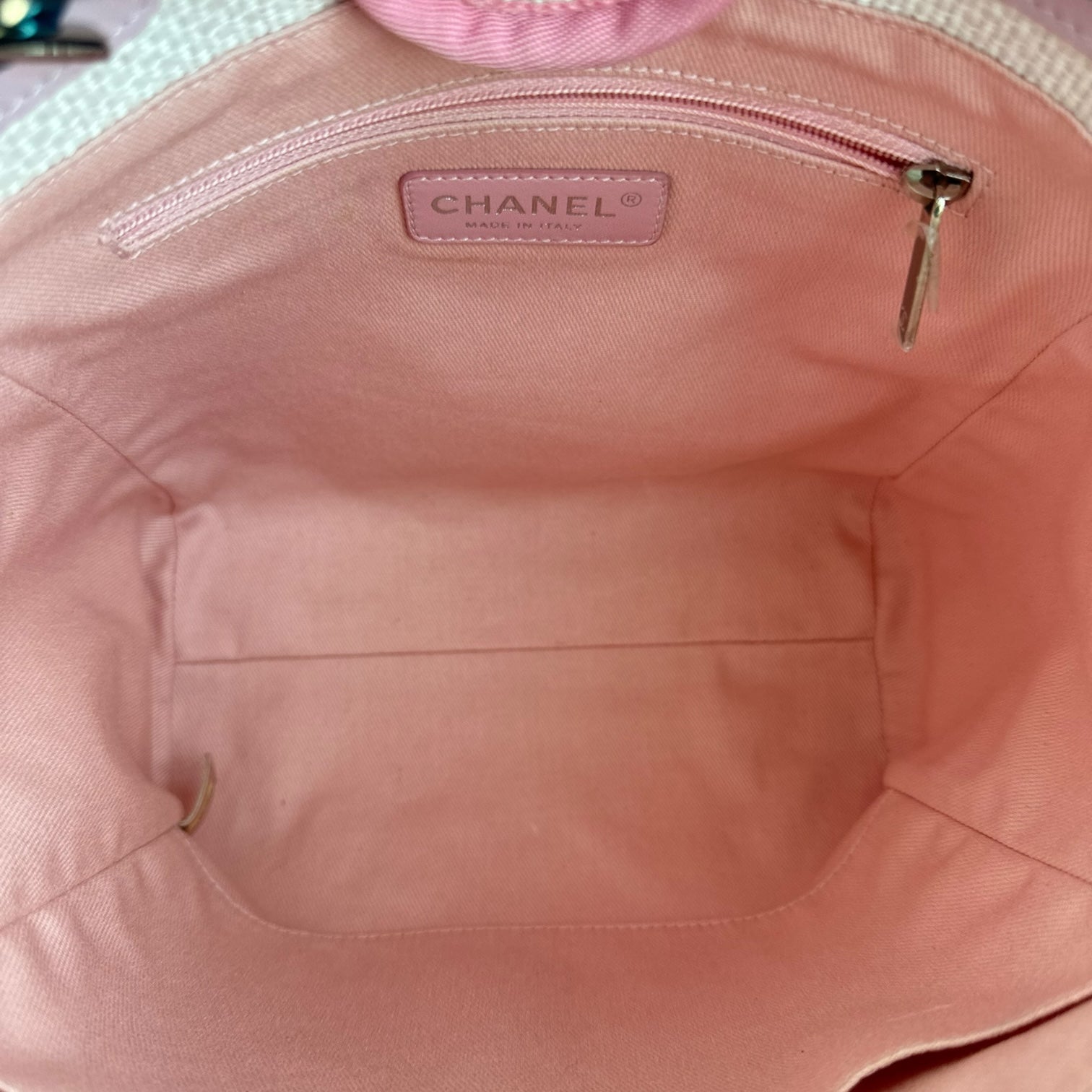 Chanel Deauville Mini - Fabric Tote Pink Silver Hardware Series 21