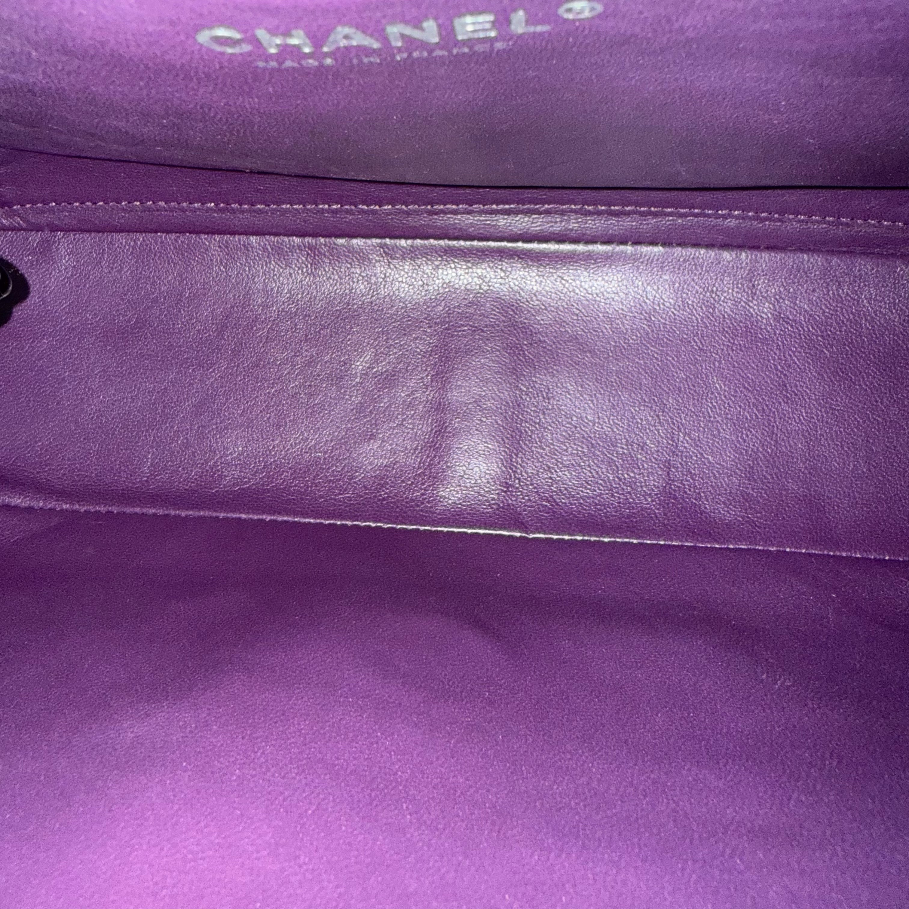 Chanel Classic Flap Jumbo - 30CM Quilted Lambskin Single Flap Purple Violet Series 10