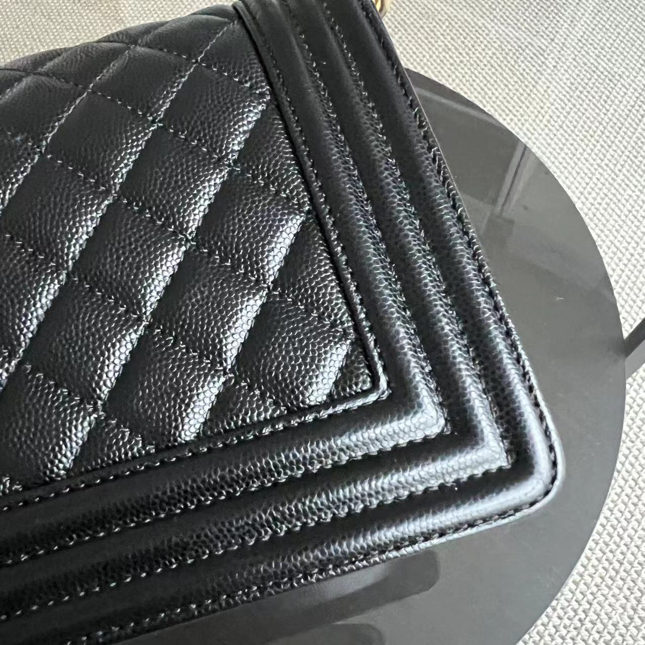 Chanel Caviar Boy Medium 25CM Quilted Black Golden Hardware Series 28