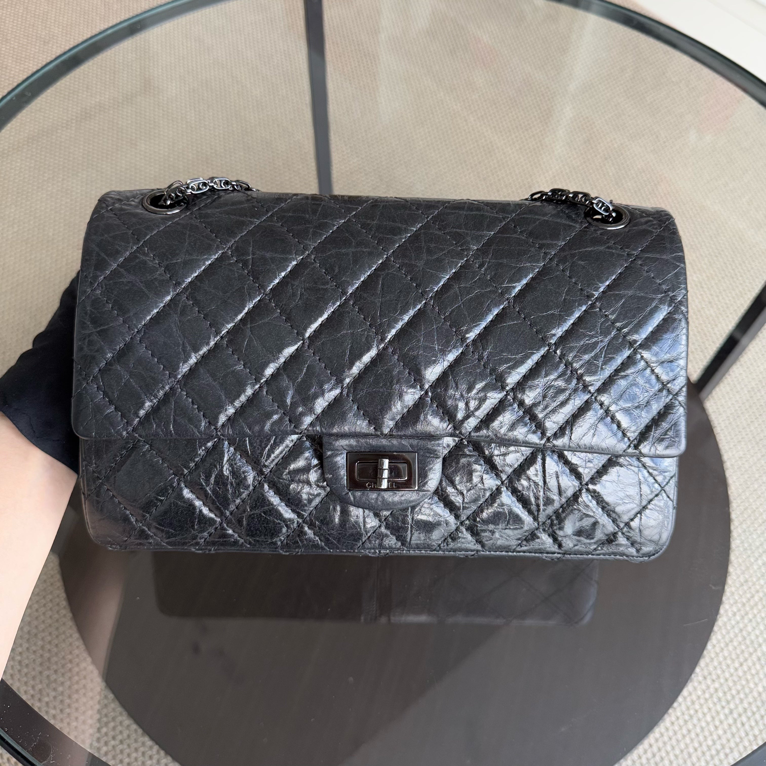 Chanel 2.55 Reissue 226 - Metallic Aged Calfskin Black Ruthenium Silver Hardware Series 19