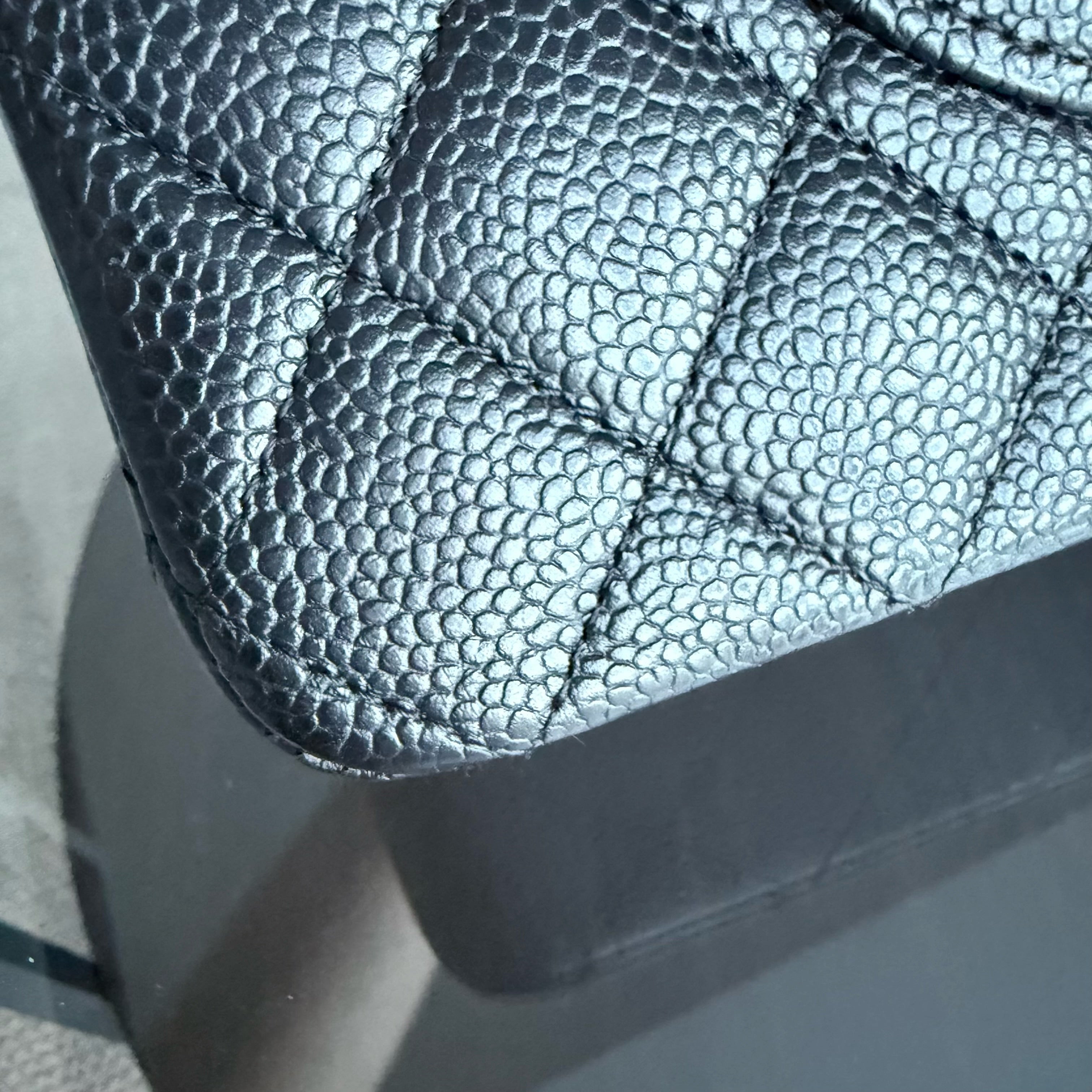 Chanel Classic Flap Medium - 25CM Quilted Caviar Black Gold Hardware Series 18