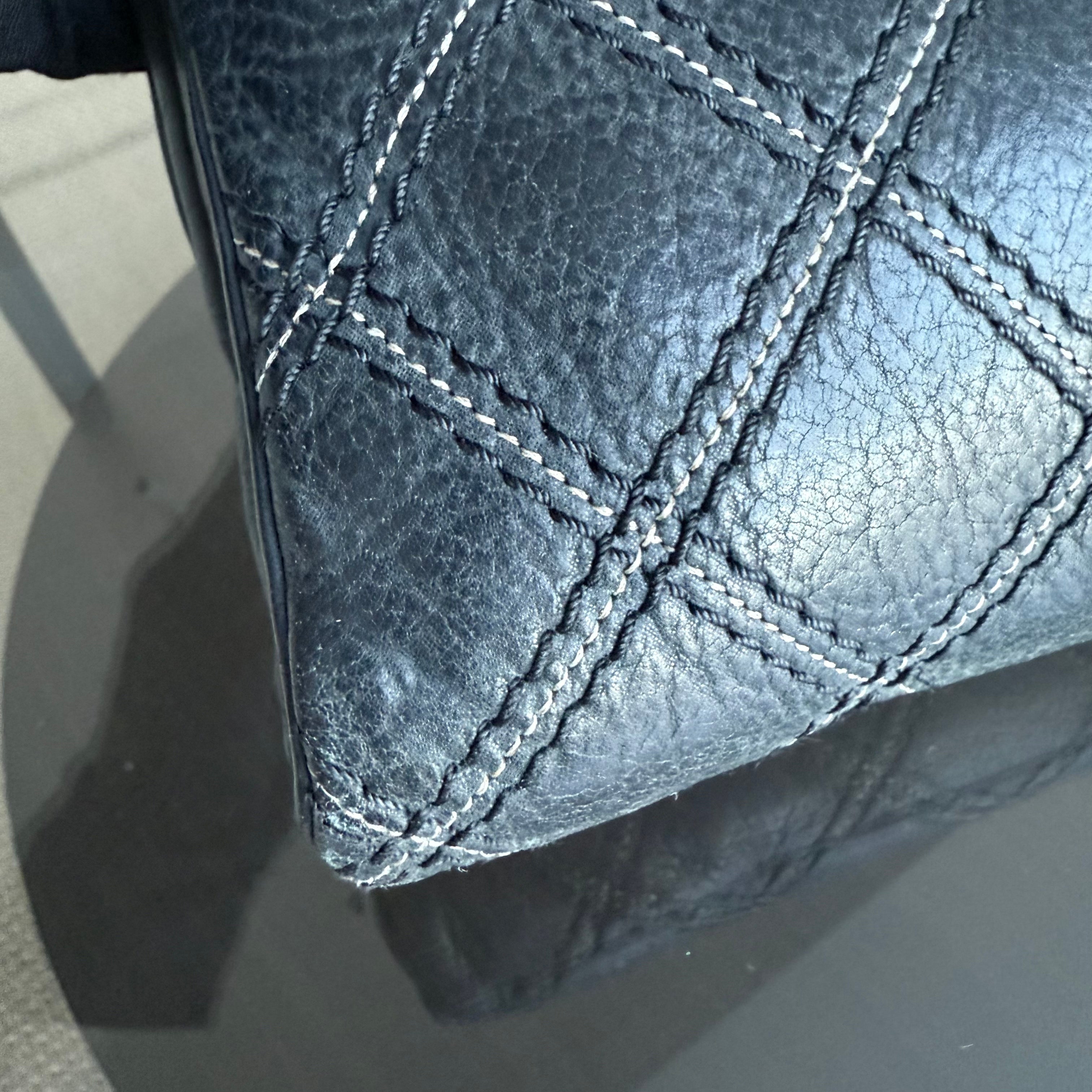 Chanel Seasonal Flap - Iridescent Stitch Quilted Leather Dark Blue Gold Hardware Series 19