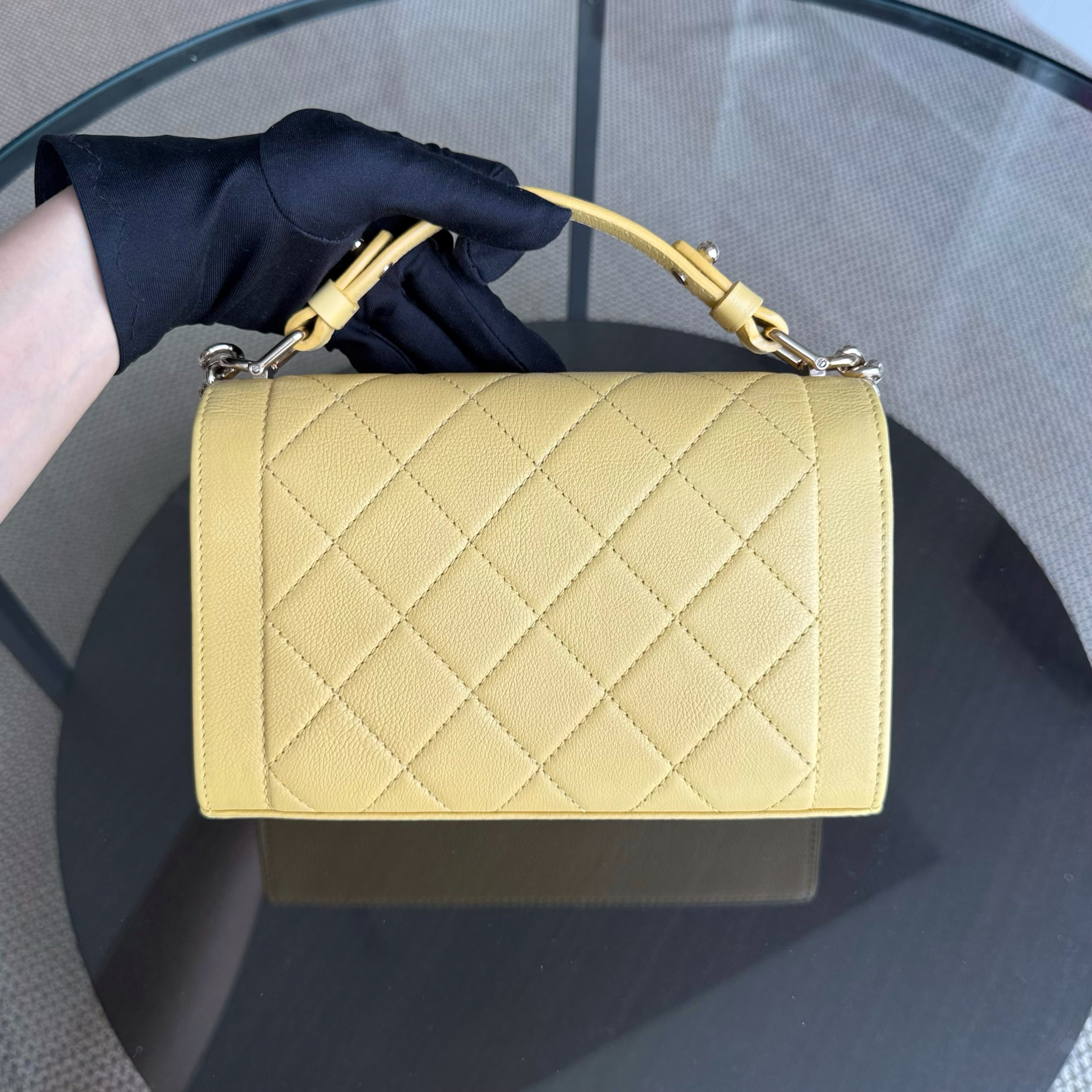 Chanel Label Click Small - Quilted Grained Calfskin Yellow Gold Hardware Series 23