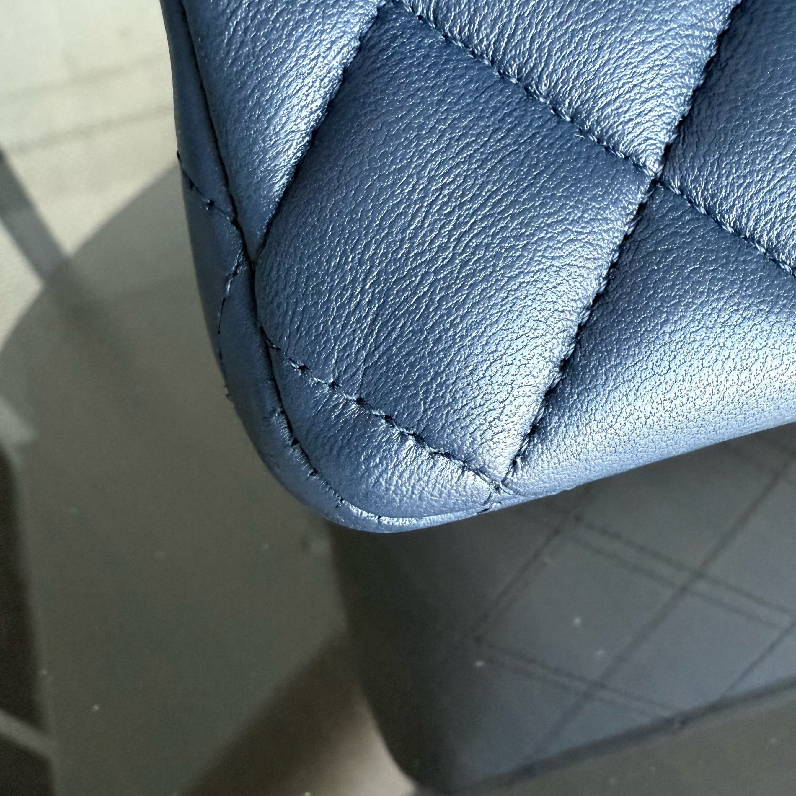 Chanel Classic Flap Medium - 25CM Quilted Lambskin Dark Blue Silver Hardware Series 22