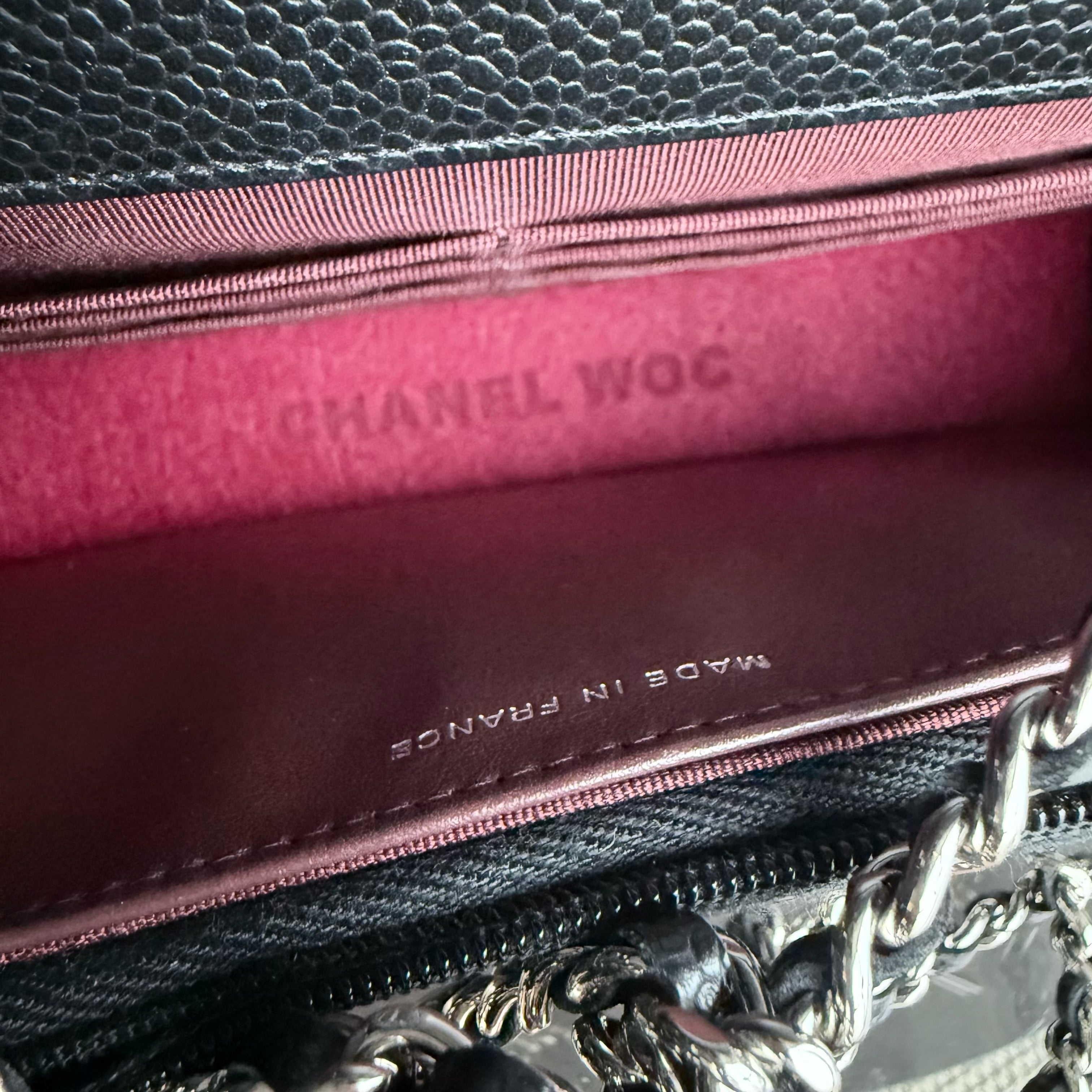 Chanel WOC - Bag Wallet On Chain Quilted Caviar Black Silver Hardware Microchip