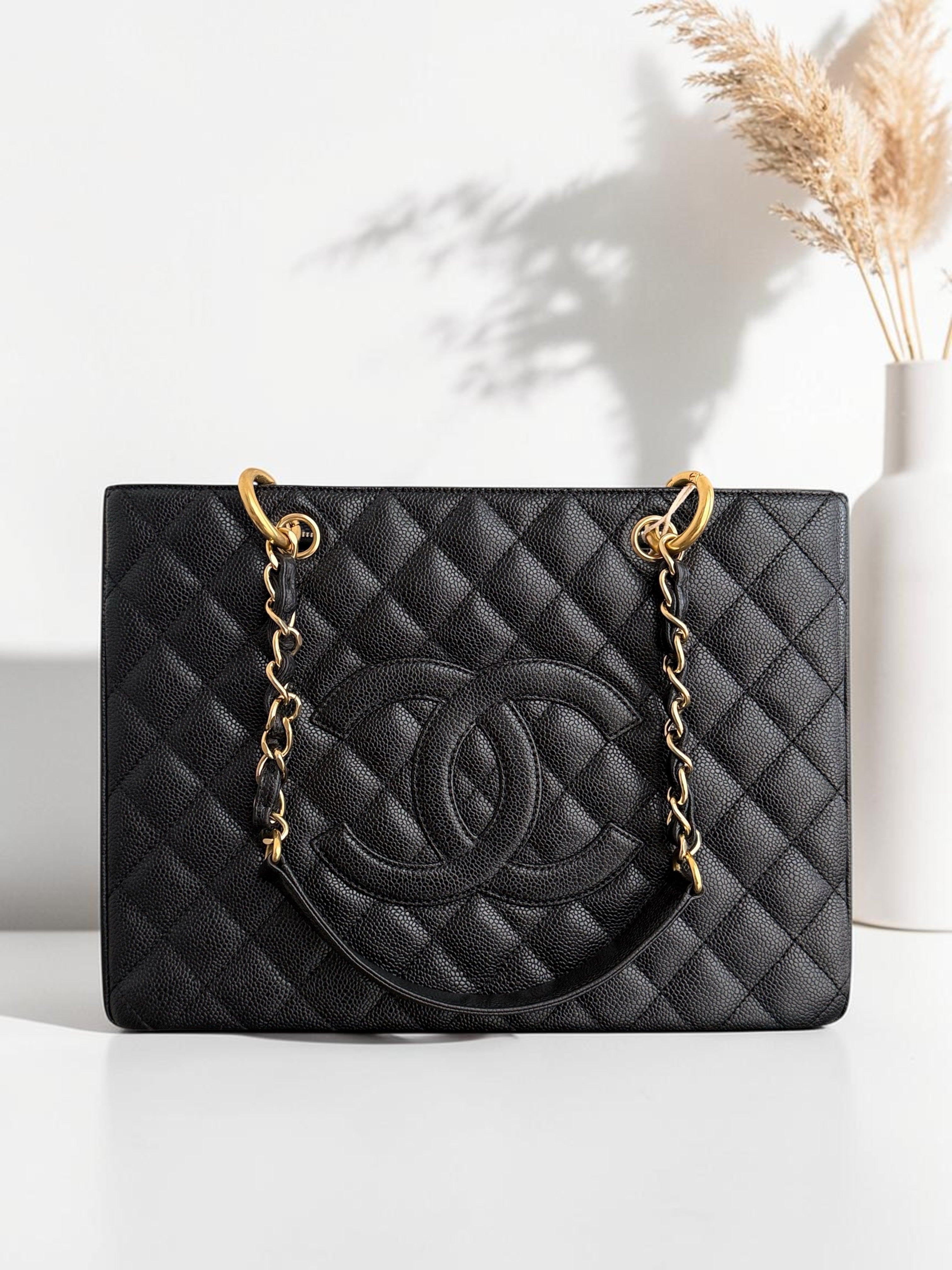 Chanel GST Grand Shopping Tote - Caviar Quilted Black Gold Hardware Series 13