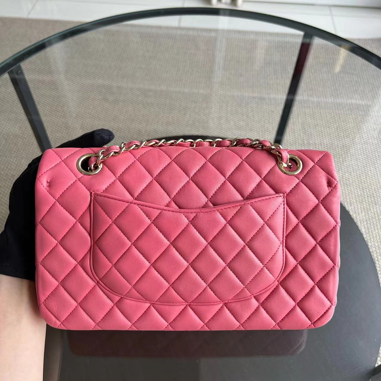 Chanel Classic Flap Medium - Vanitine Single Flap Quilted Lambskin Sakura Pink Golden Hardware Seires 19