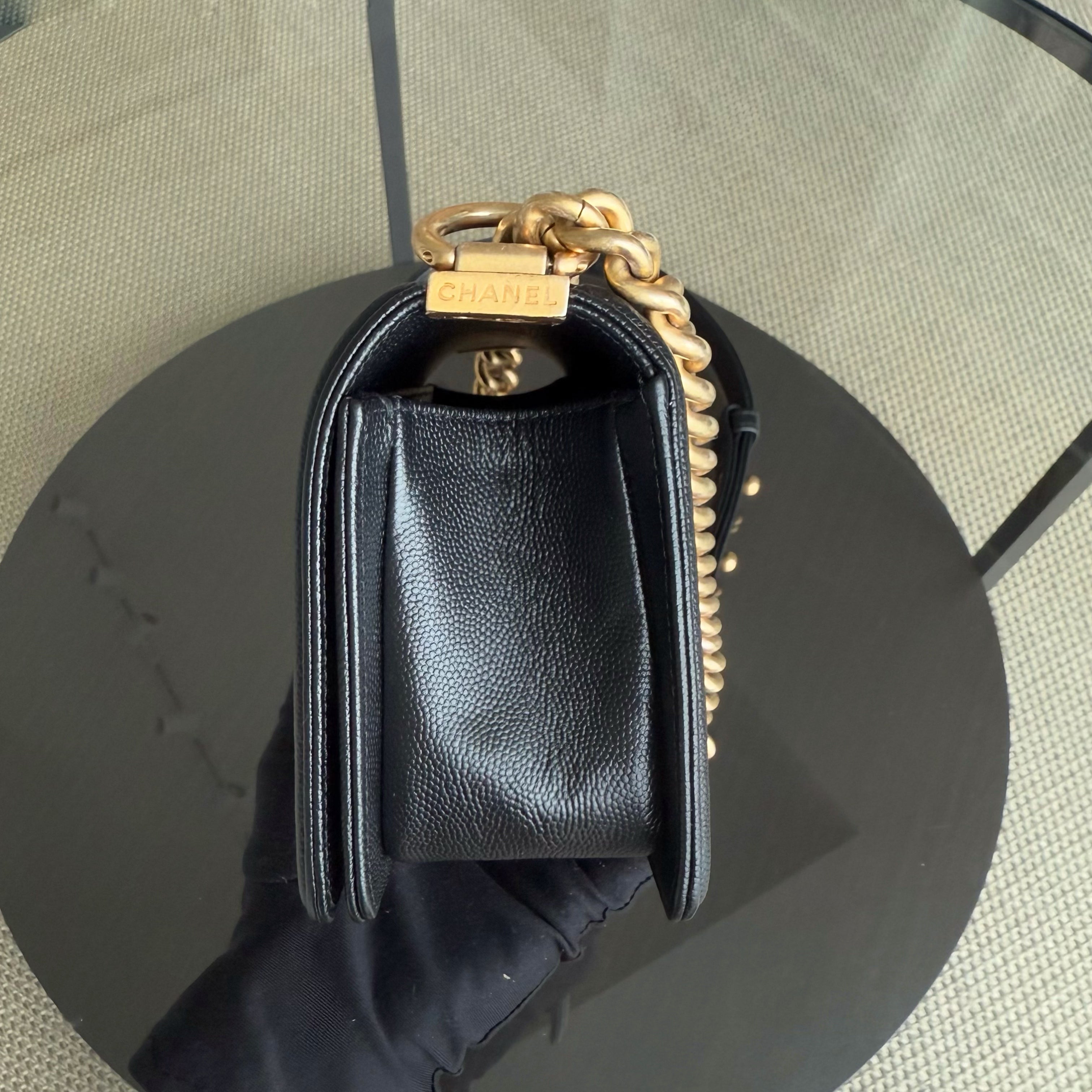 Chanel Boy Small - Caviar 20CM Quilted Black Gold Hardware Series 29