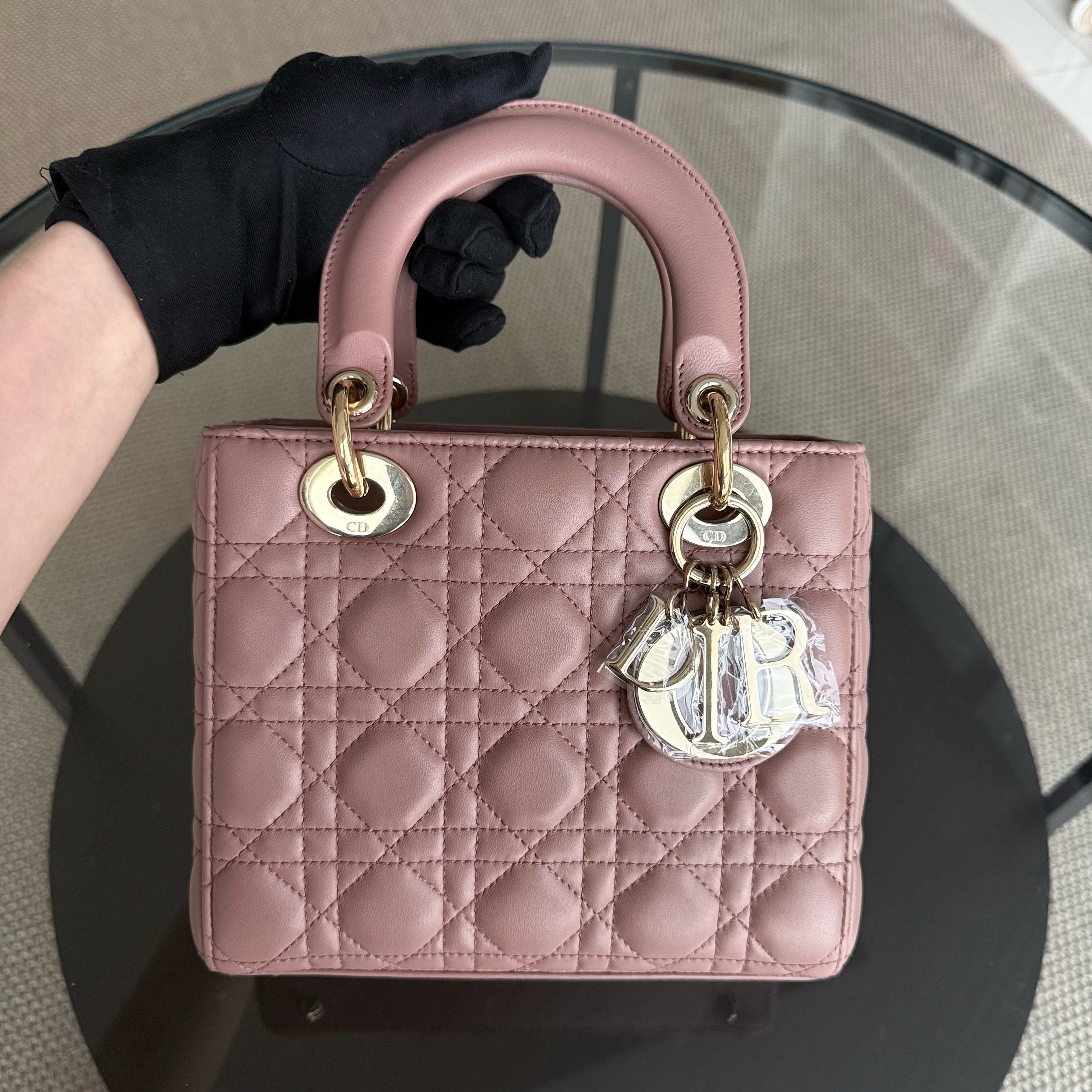 Dior Lady Small - Cannage Lambskin Blush Gold Hardware