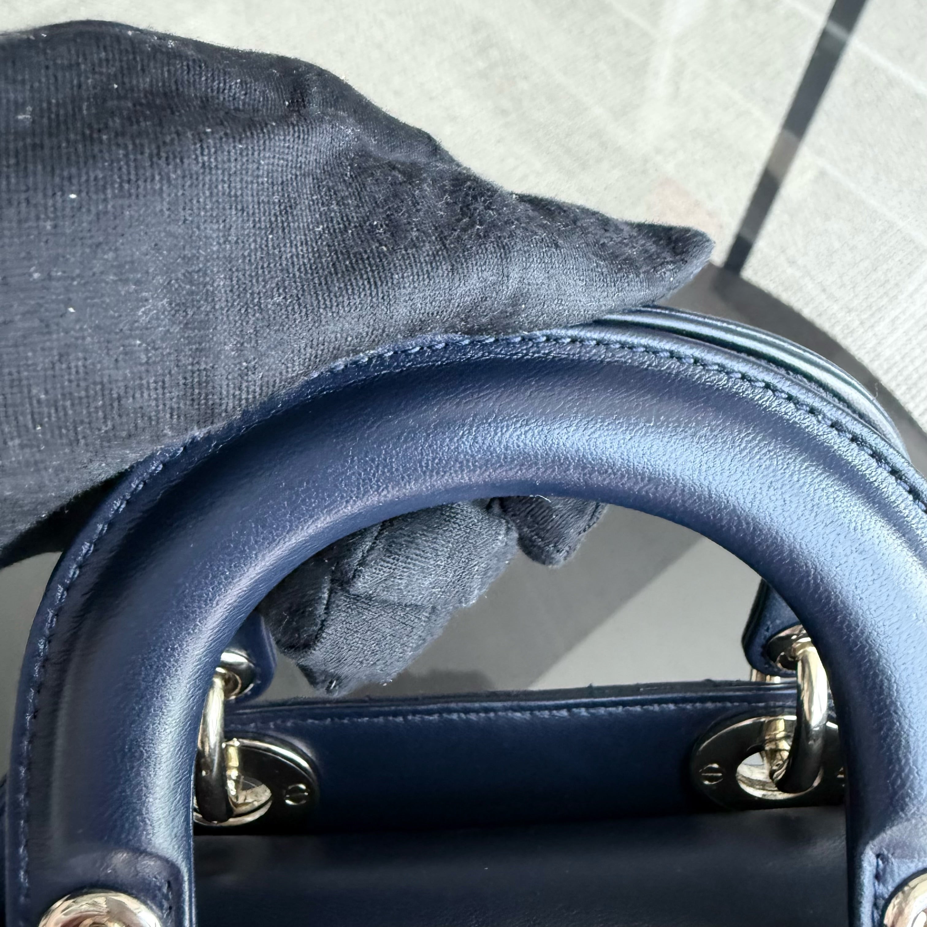 Dior Lady Mini - Cannage Lambskin Dark Blue Gold Hardware Chain Strap