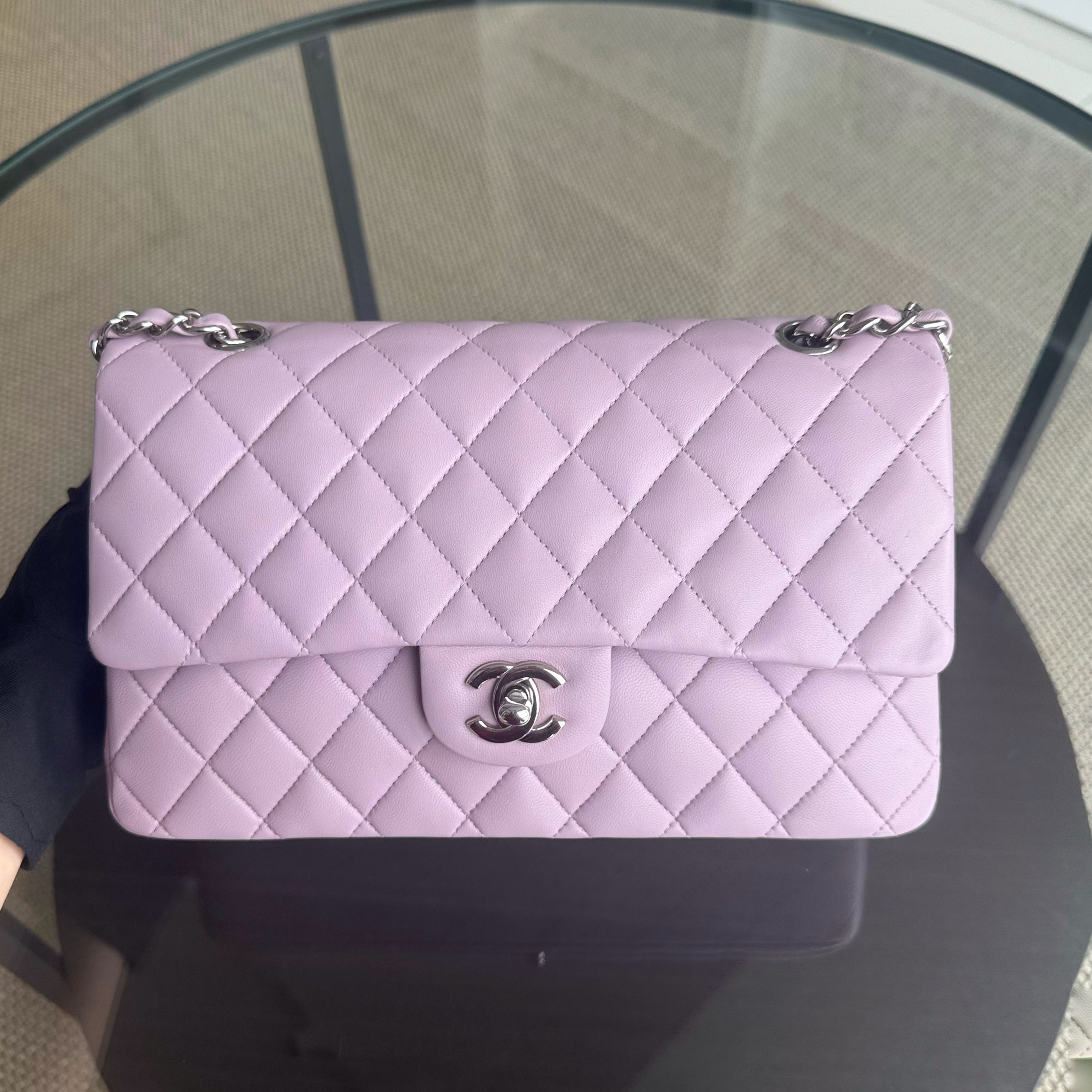 Chanel Classic Flap Medium - 25CM Quilted Lambskin Light Purple Silver Hardware Series 17