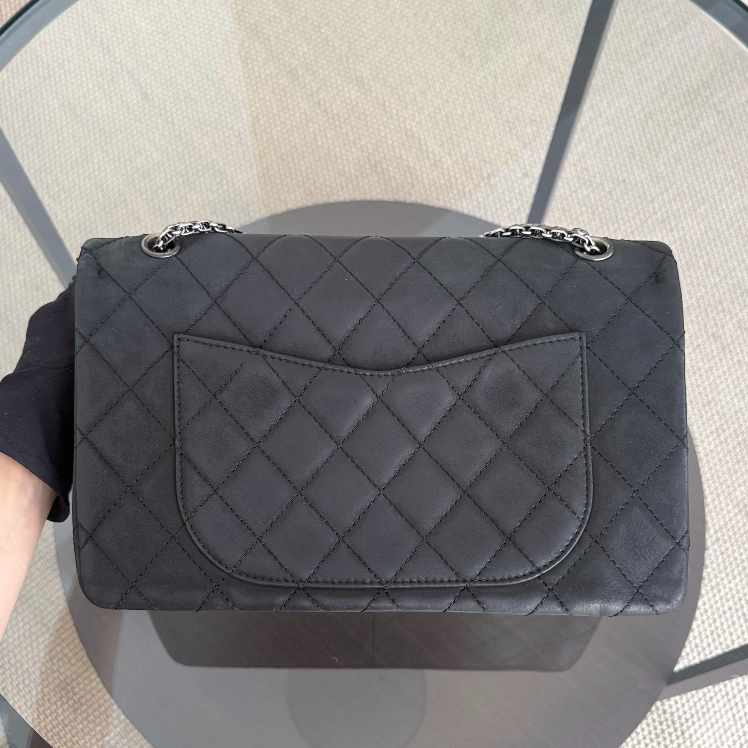 Chanel 2.55 Reissue 227 Large - Cannage Calfskin Black Ruthenium Silver Hardware Series 14