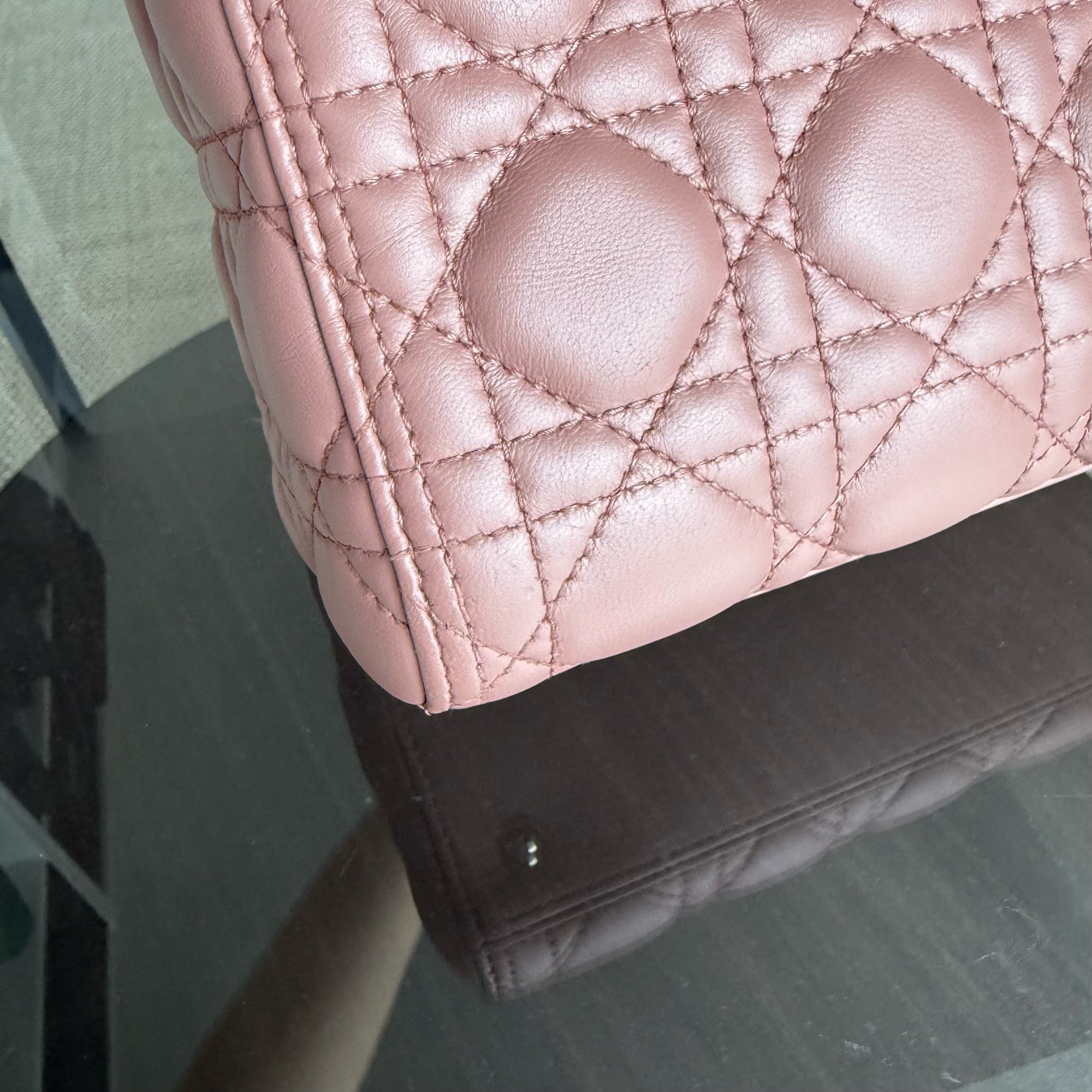 Dior Lady Medium - Cannage Lambskin Blush Gold Hardware NO STRAP