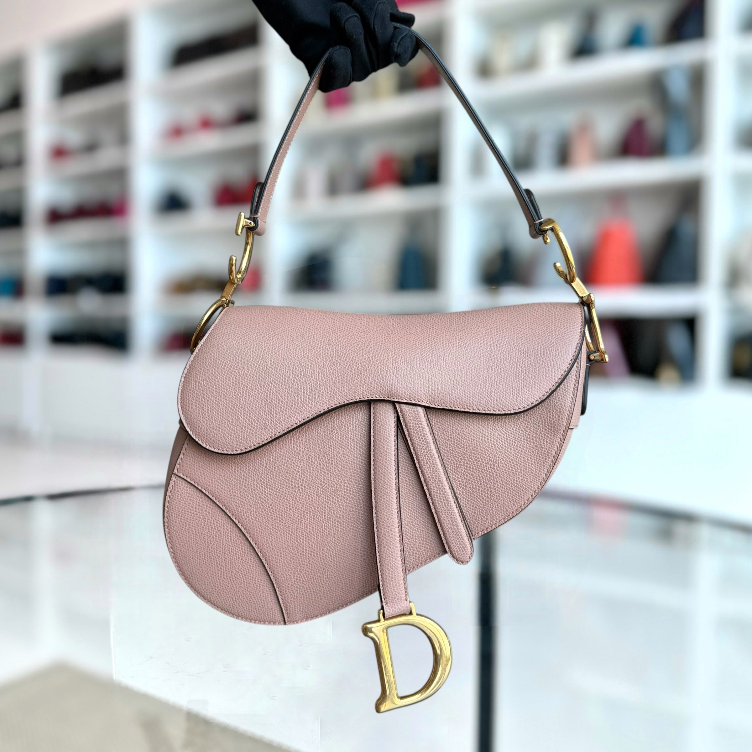 Dior Saddle Medium - Grained Calfskin Blush Gold Hardware