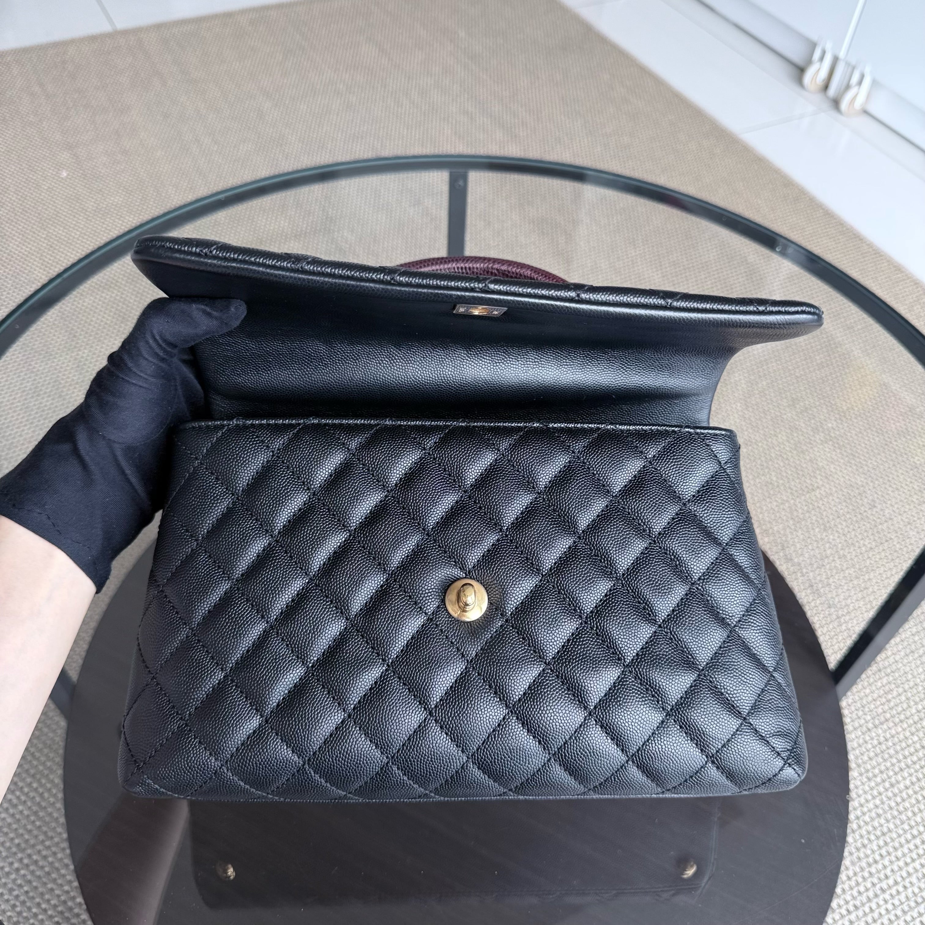 Chanel Coco Handle Medium - Caviar 29CM Quilted Black Gold Hardware Series 23
