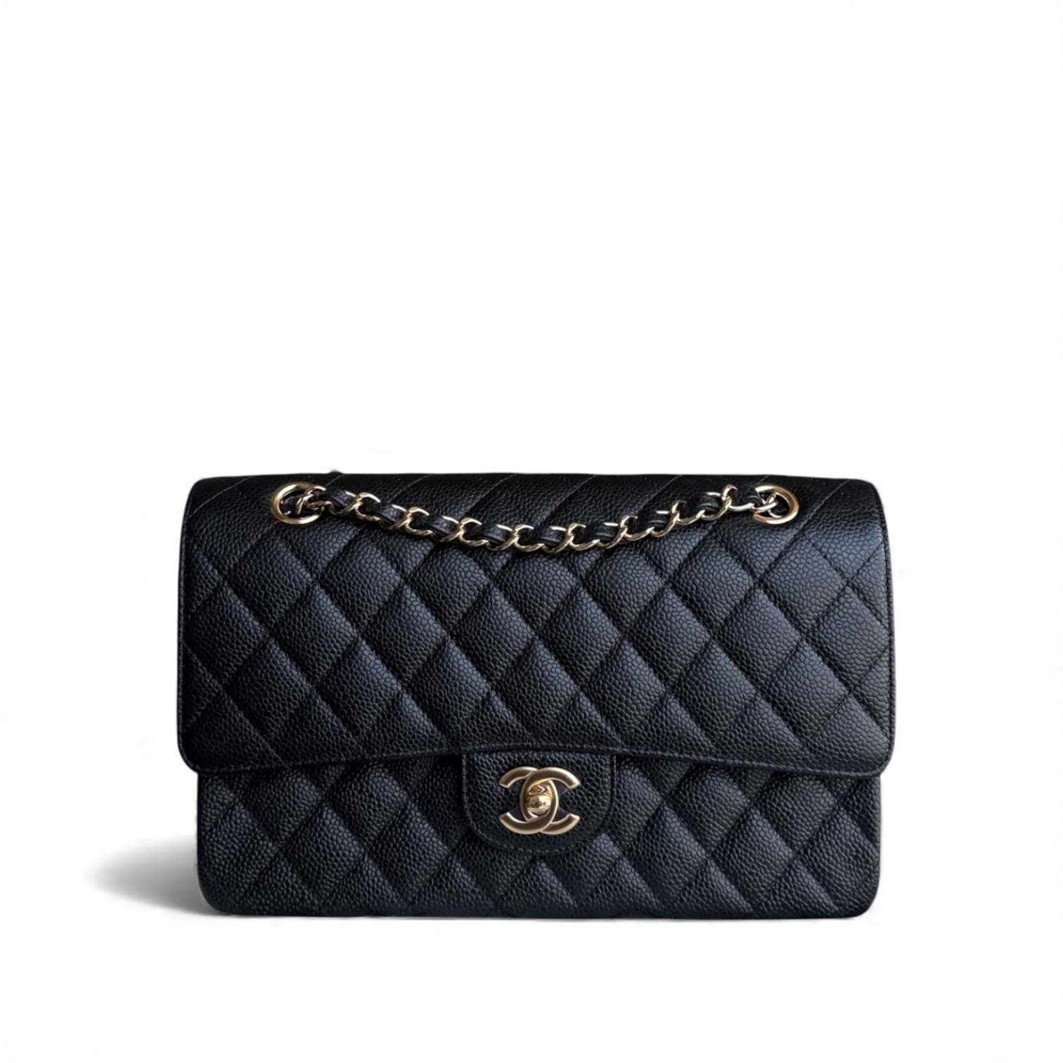 Chanel Classic Flap Medium - Caviar 25CM Quilted Black Gold Hardware Series 17