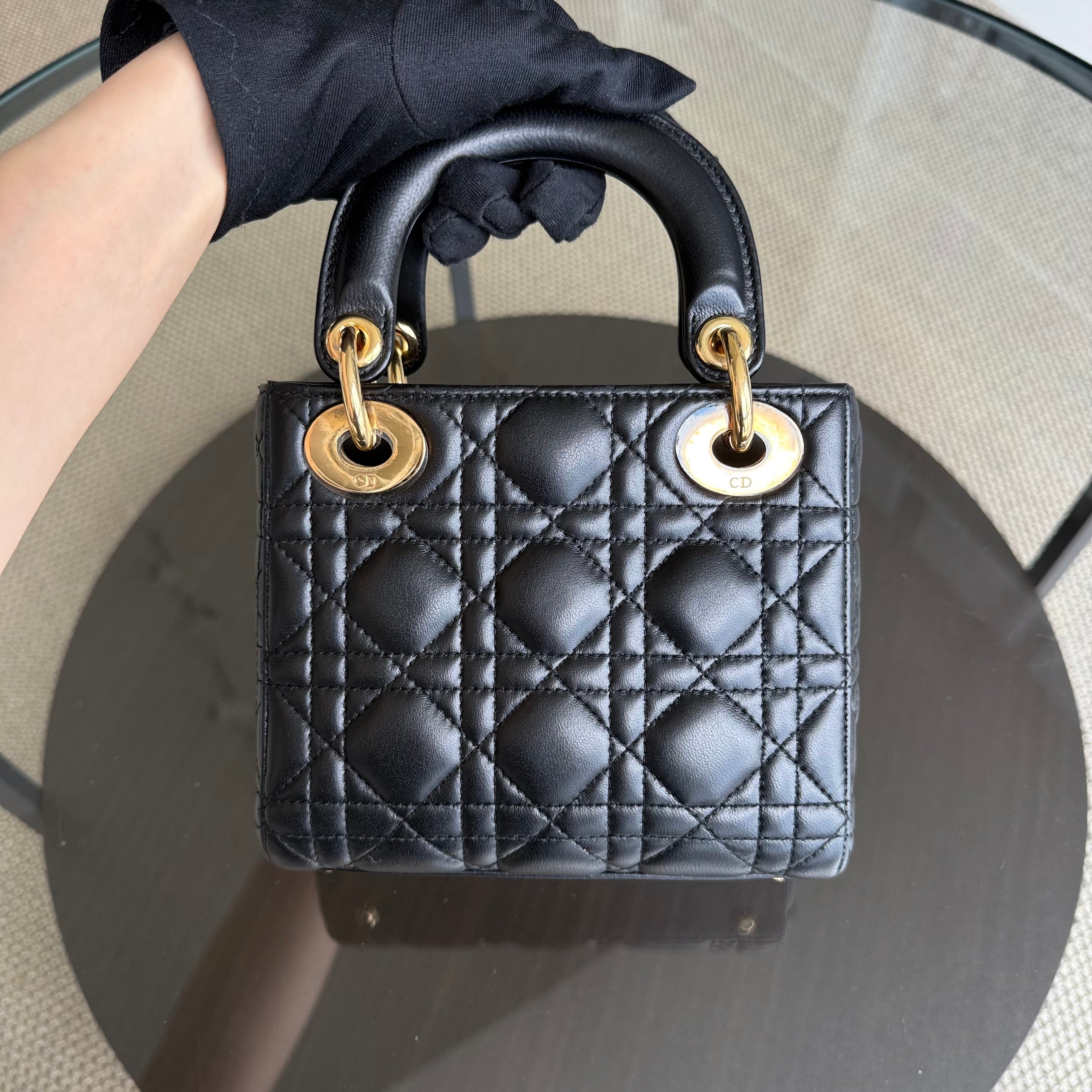 Dior Lady Mini - Cannage Lambskin Black Gold Hardware