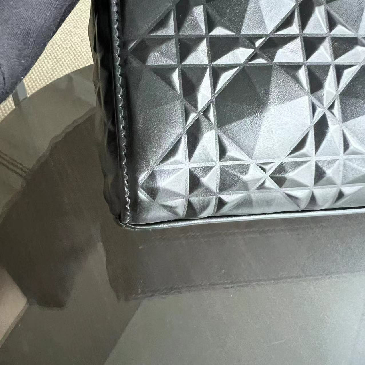 Dior D-Joy Medium - Black Cannage Dimond Motif All Black Hardware