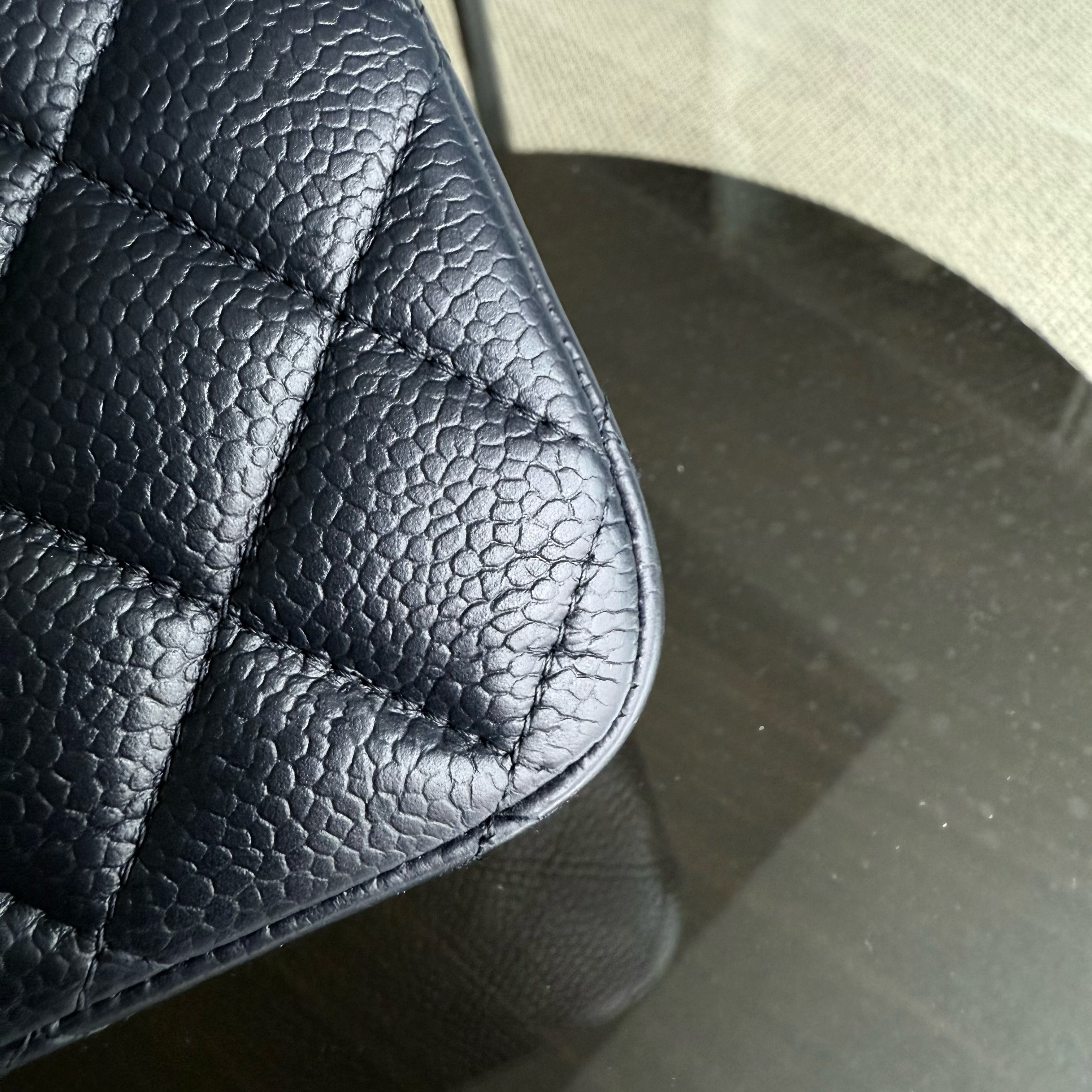 Chanel Classic Flap Medium - Caviar 25CM Quilted Dark Navy Blue Gold Hardware Series 21